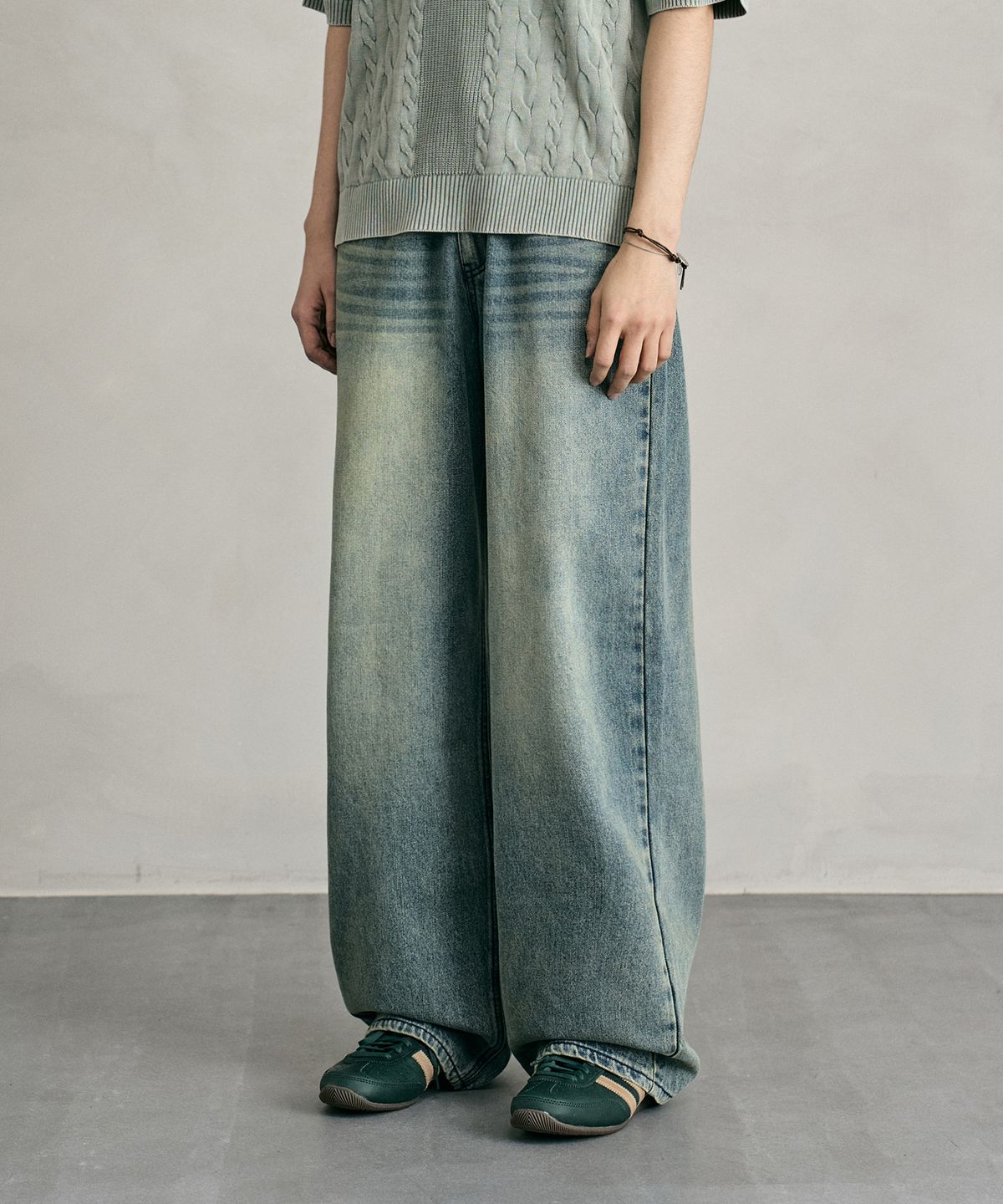 데케트(DECET) Tin Washed Wide Jeans DCPT059RustGreen