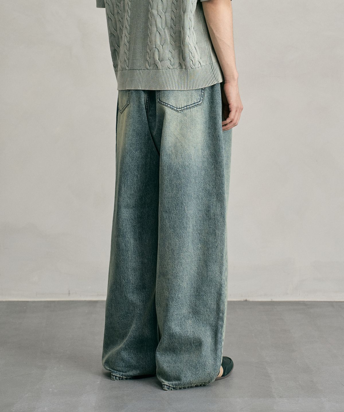 데케트(DECET) Tin Washed Wide Jeans DCPT059RustGreen