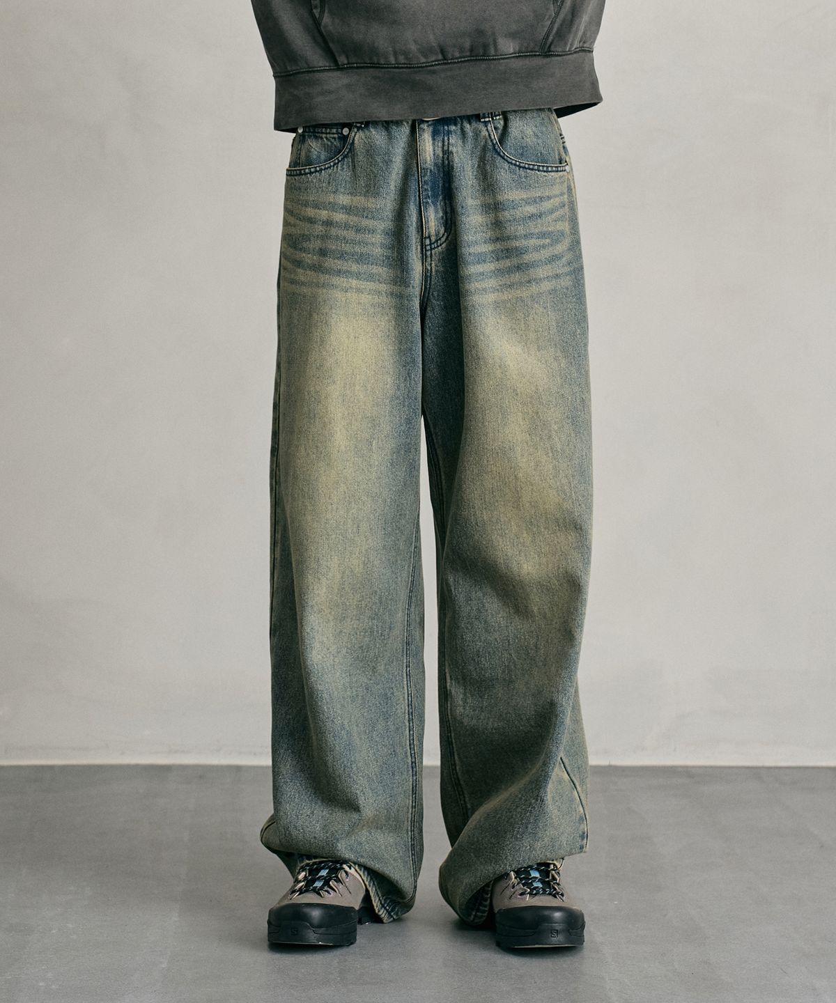 데케트(DECET) Tin Washed Wide Jeans DCPT059RustYellow