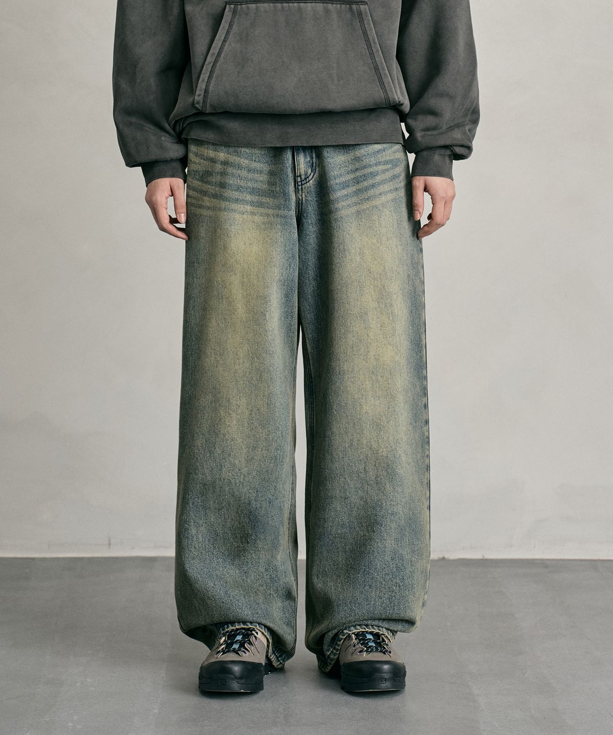 데케트(DECET) Tin Washed Wide Jeans DCPT059RustYellow
