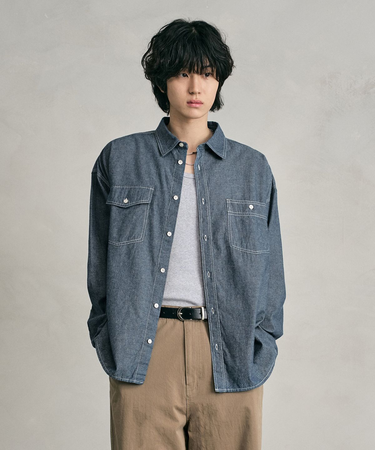 데케트(DECET) Chambray Over Shirt DCSH008Blue