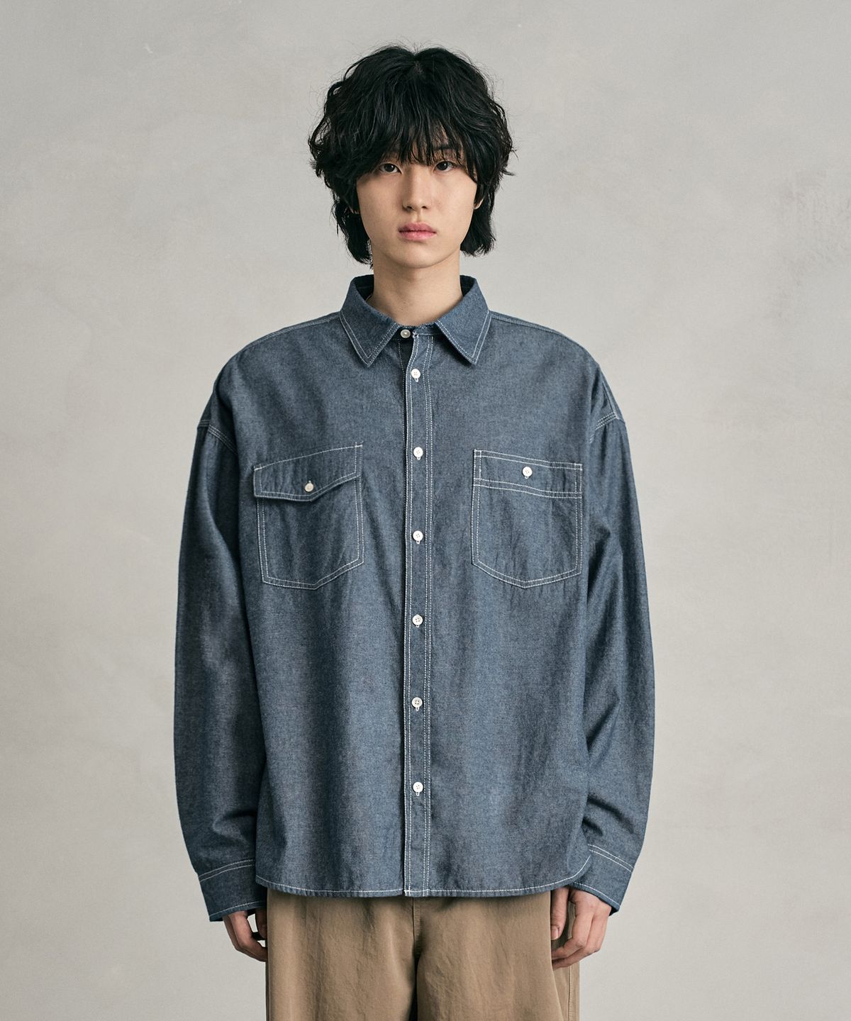 데케트(DECET) Chambray Over Shirt DCSH008Blue