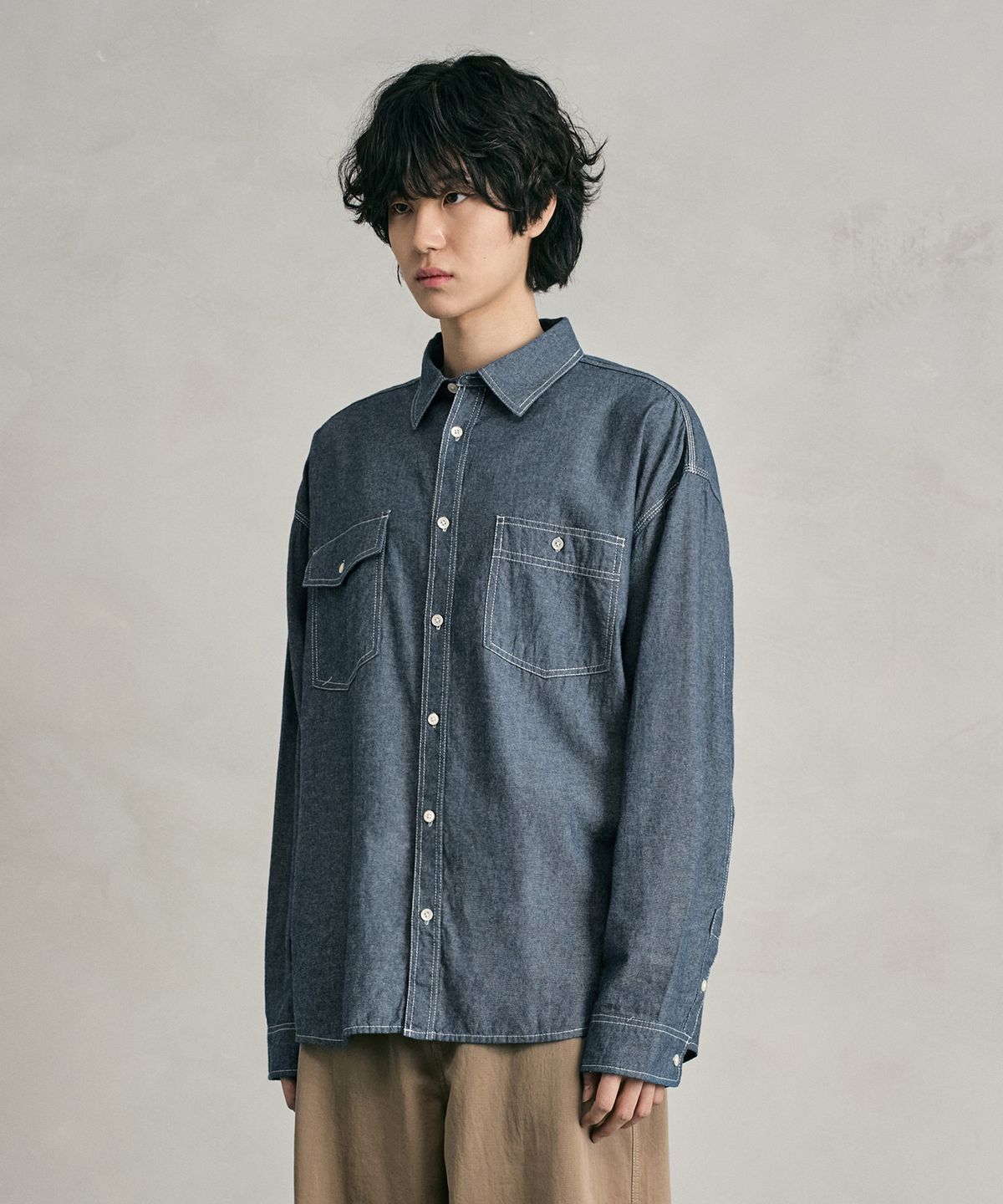 데케트(DECET) Chambray Over Shirt DCSH008Blue