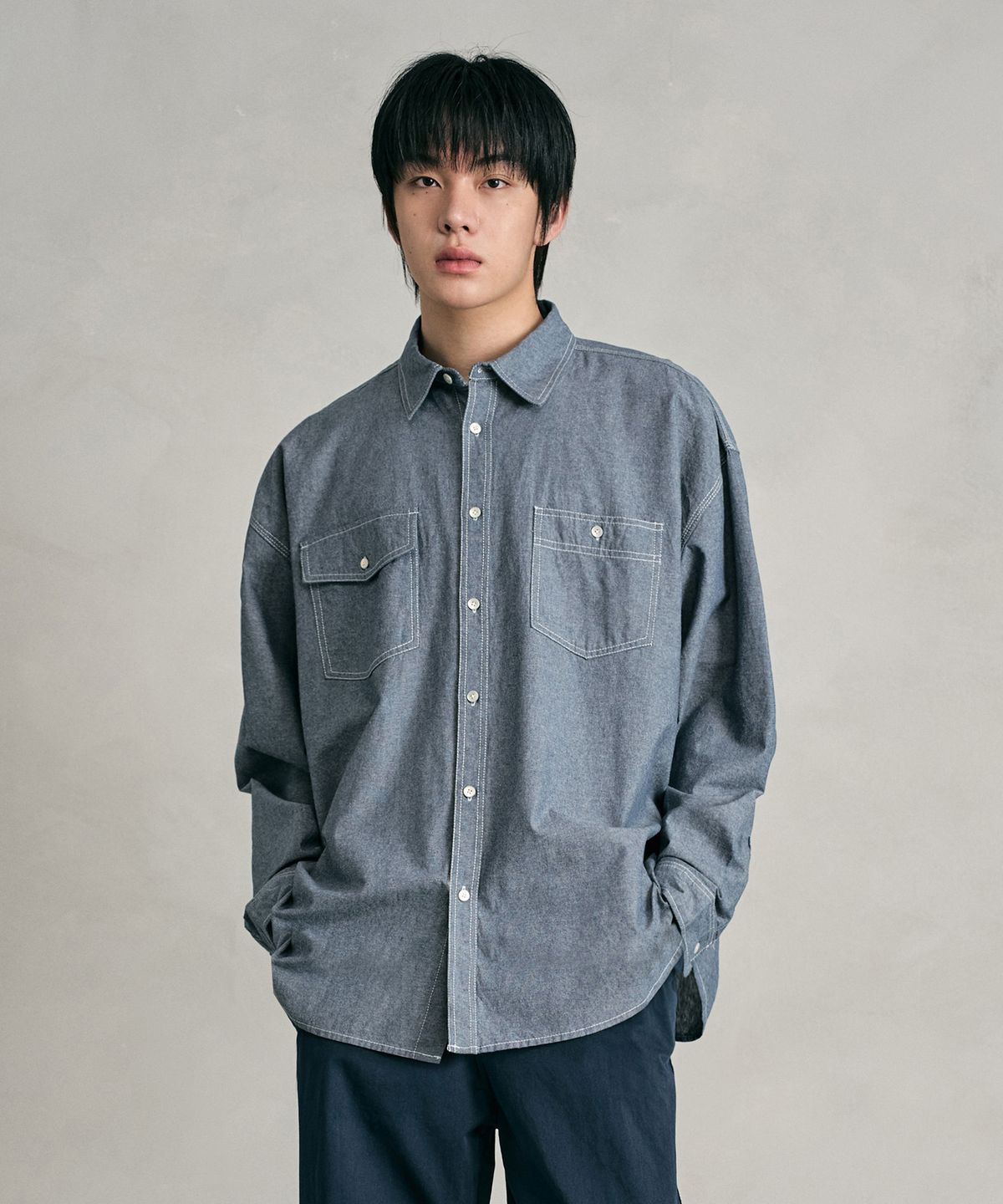 데케트(DECET) Chambray Over Shirt DCSH008LightBlue