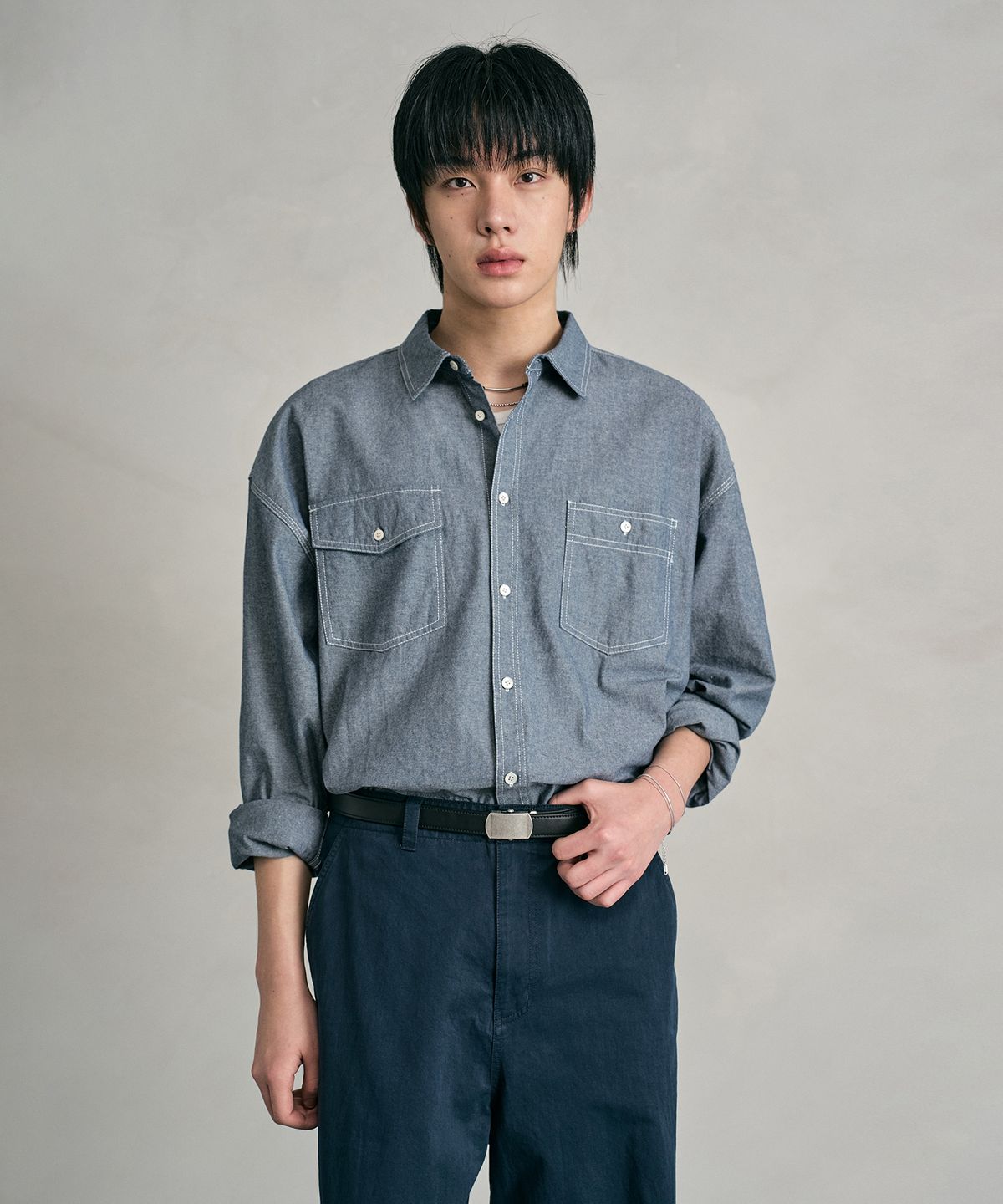데케트(DECET) Chambray Over Shirt DCSH008LightBlue