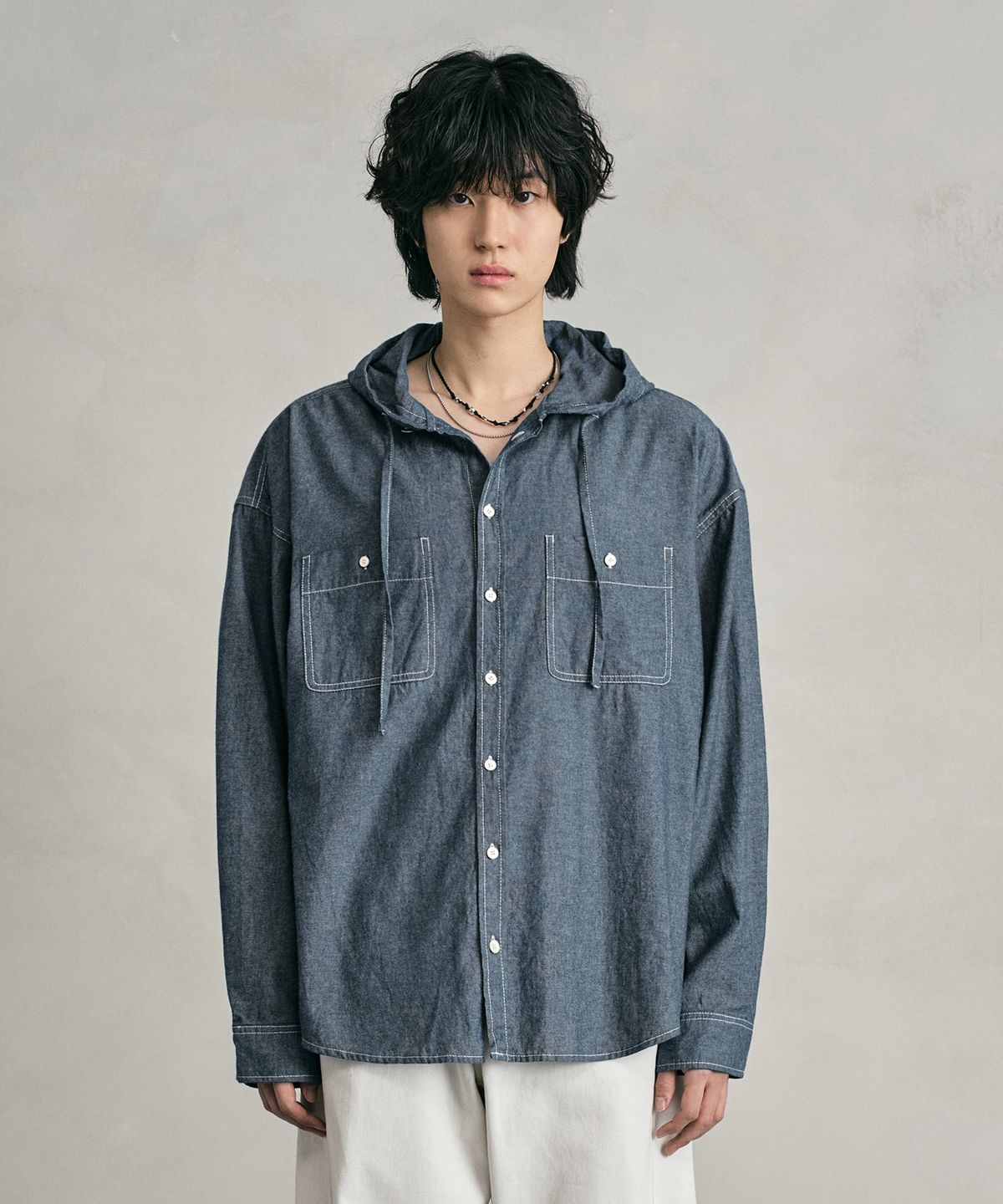 데케트(DECET) Chambray Over Hood Shirt DCSH009Blue
