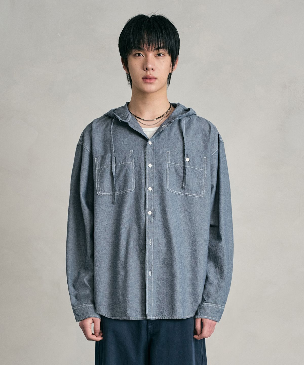 데케트(DECET) Chambray Over Hood Shirt DCSH009LightBlue