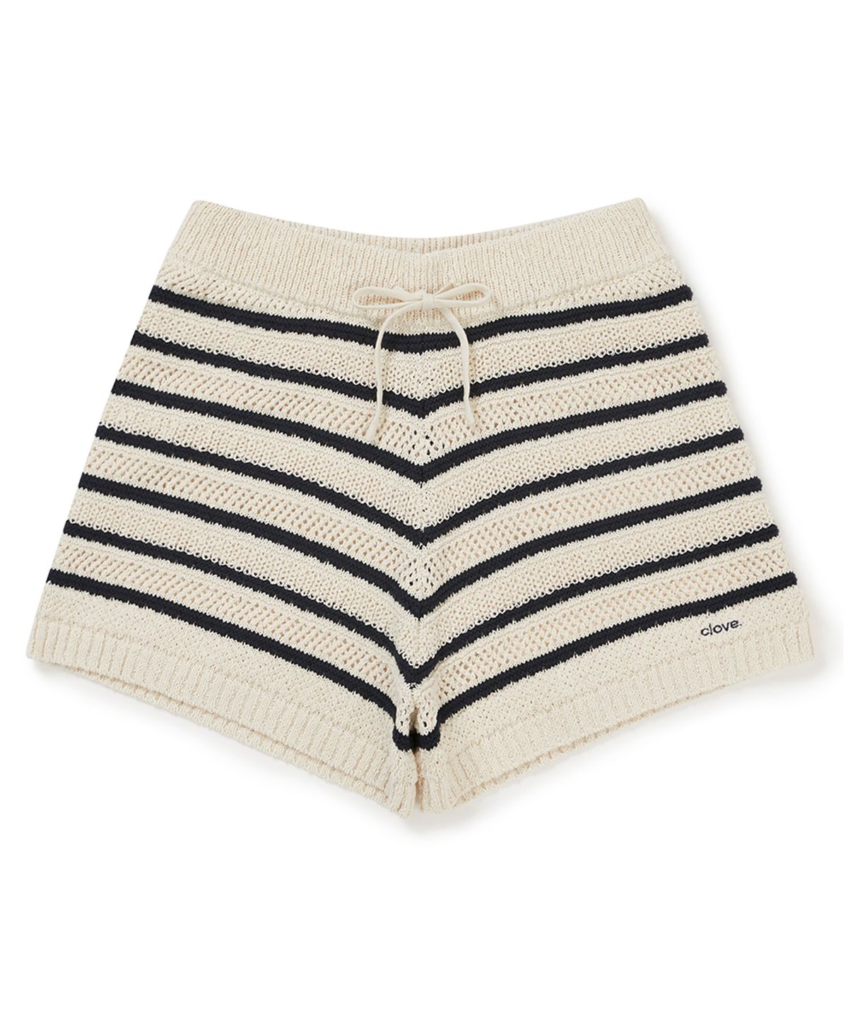 클로브(CLOVE) [25SS clove] Stripe Crochet Knit Shorts (Ivory)