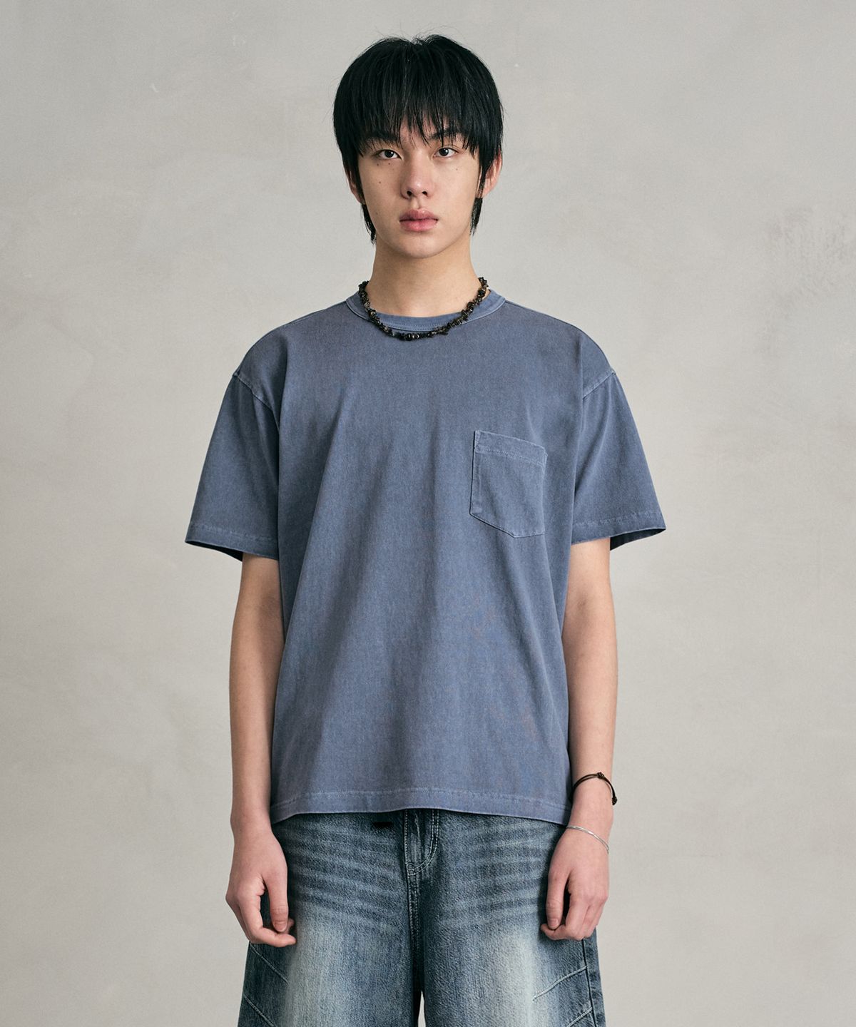 데케트(DECET) Pigment Pocket T-Shirt DCTS001Blue