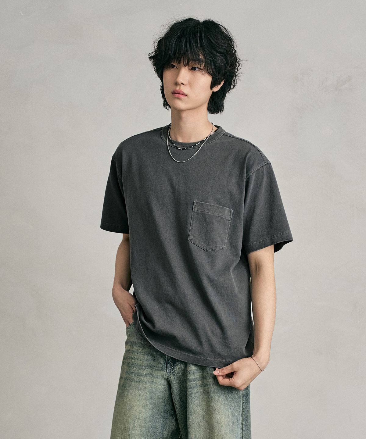 데케트(DECET) Pigment Pocket T-Shirt DCTS001DGray