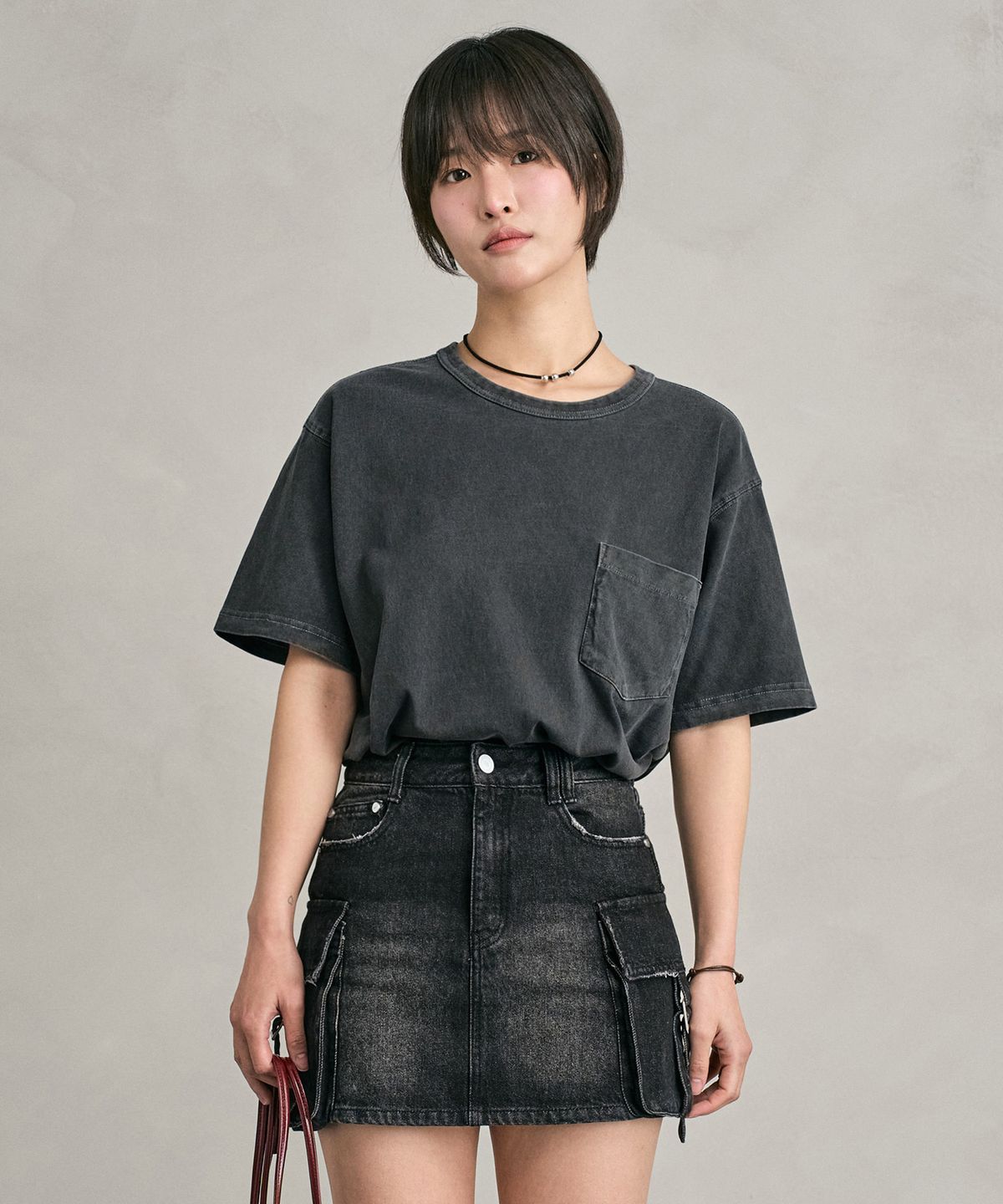 데케트(DECET) Pigment Pocket T-Shirt DCTS001DGray