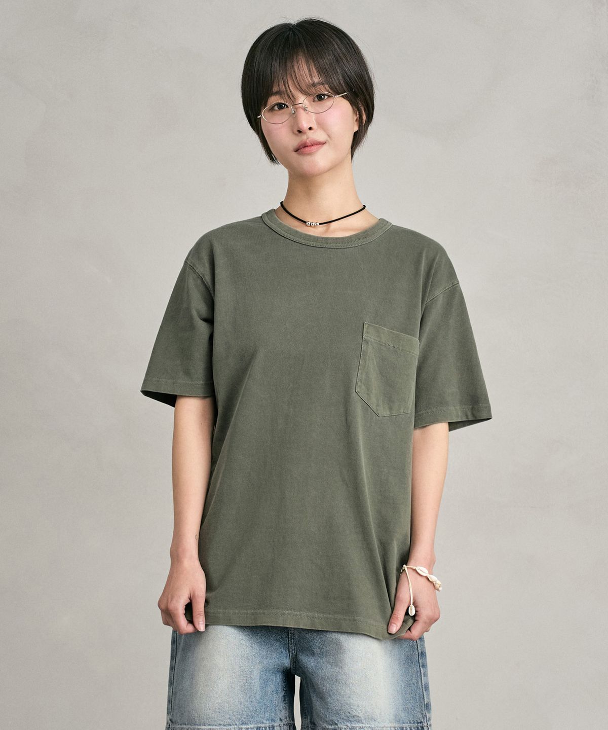데케트(DECET) Pigment Pocket T-Shirt DCTS001Khaki