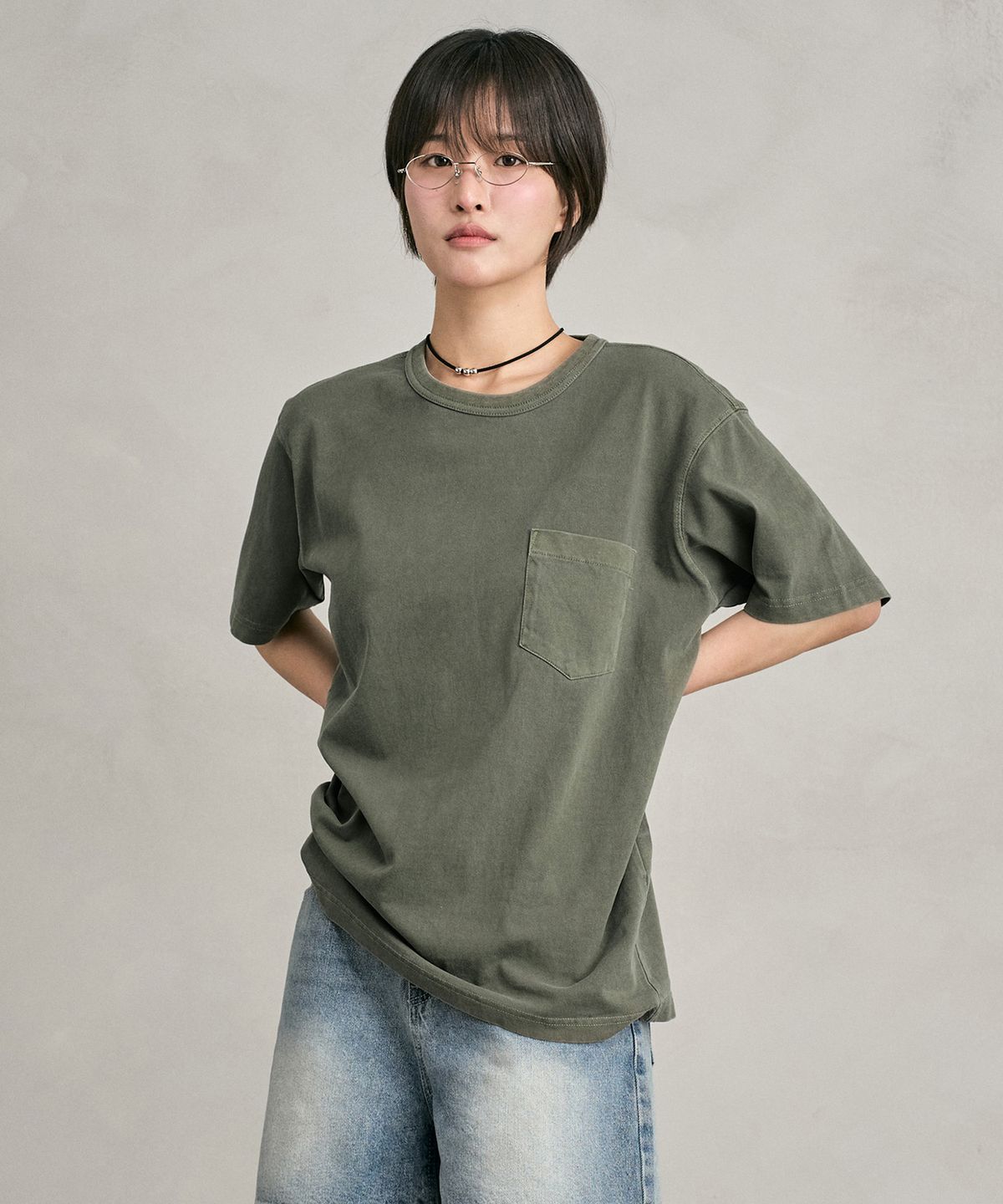데케트(DECET) Pigment Pocket T-Shirt DCTS001Khaki