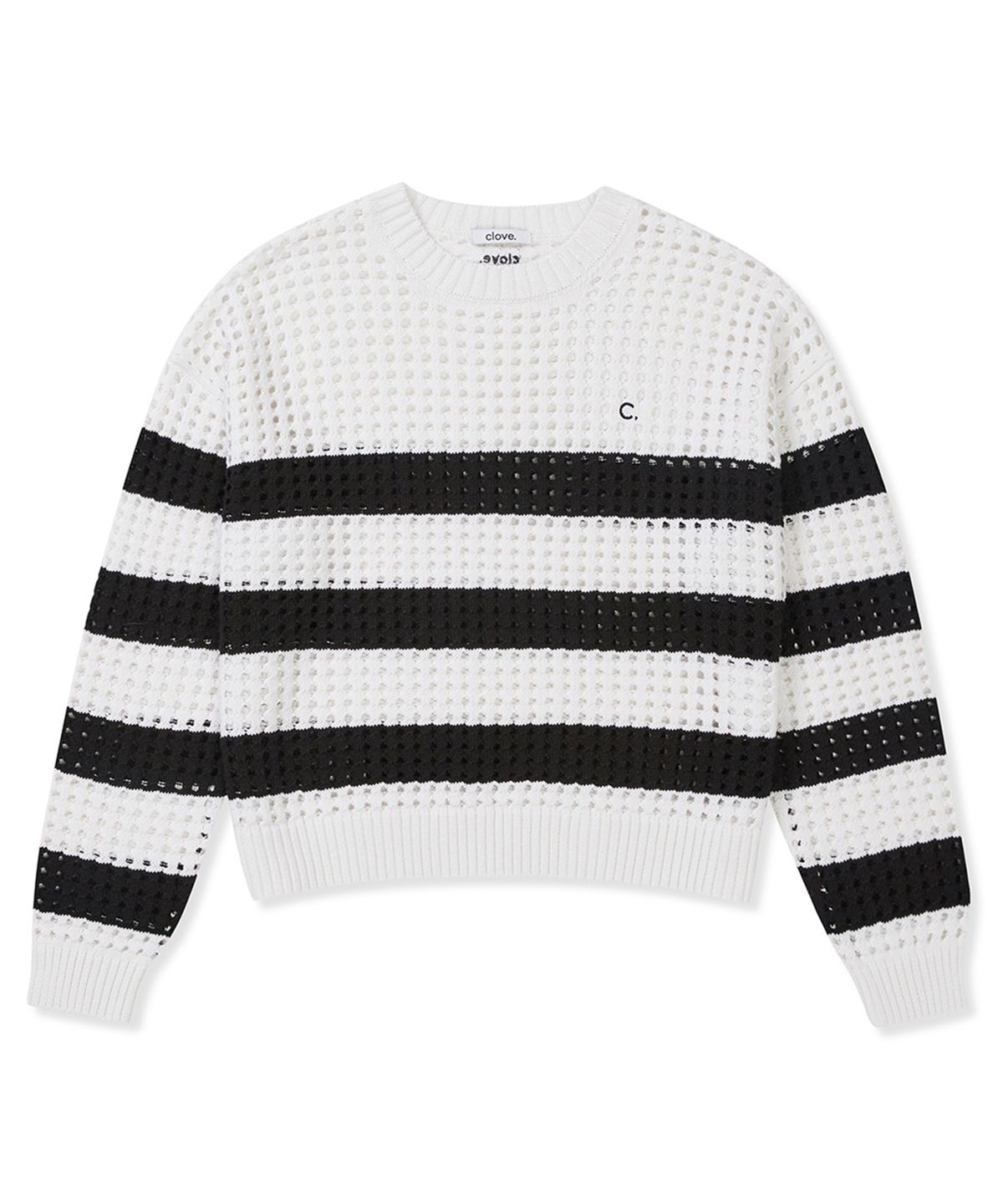 클로브(CLOVE) [25SS clove] Crochet Stripe Knit (White)