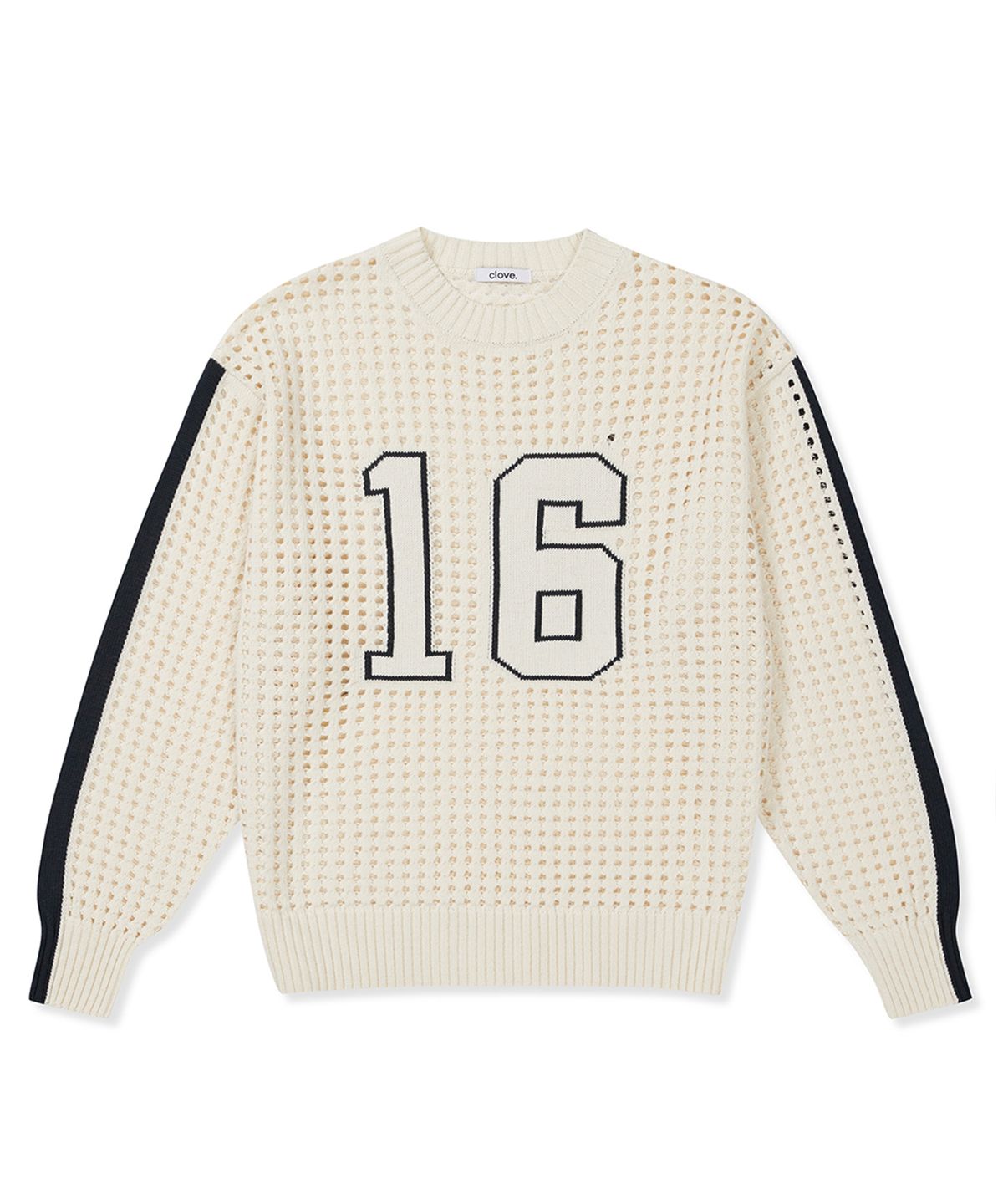 클로브(CLOVE) [25SS clove] Crochet Numbering Knit (Ivory)