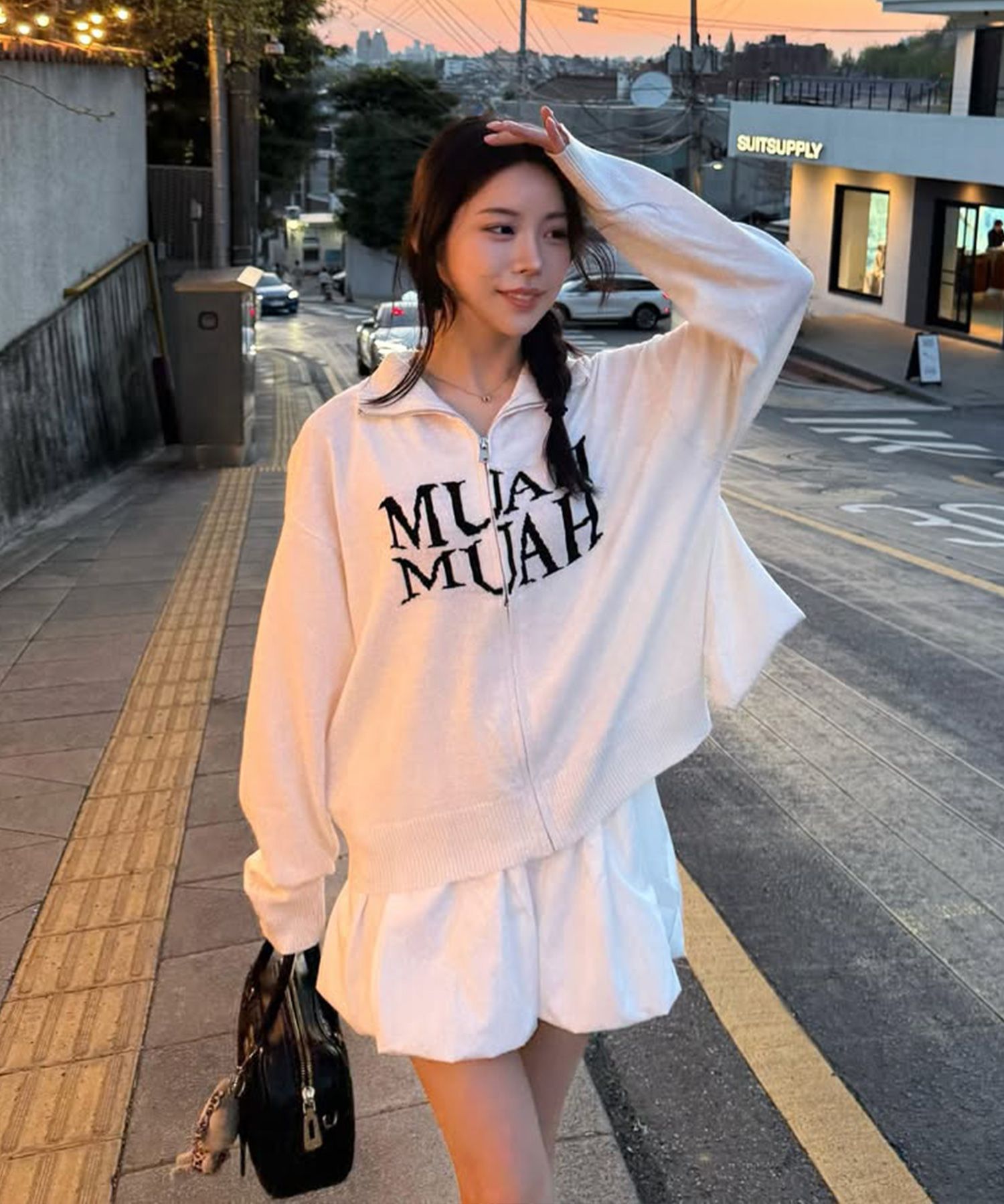 MUSINSA | MUAHMUAH Jacquard knit zip-up cardigan [2 colors]