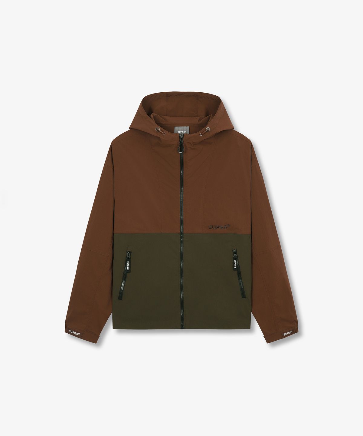 수프라(SUPRA) 로고 배색 후드 바람막이(BROWN)