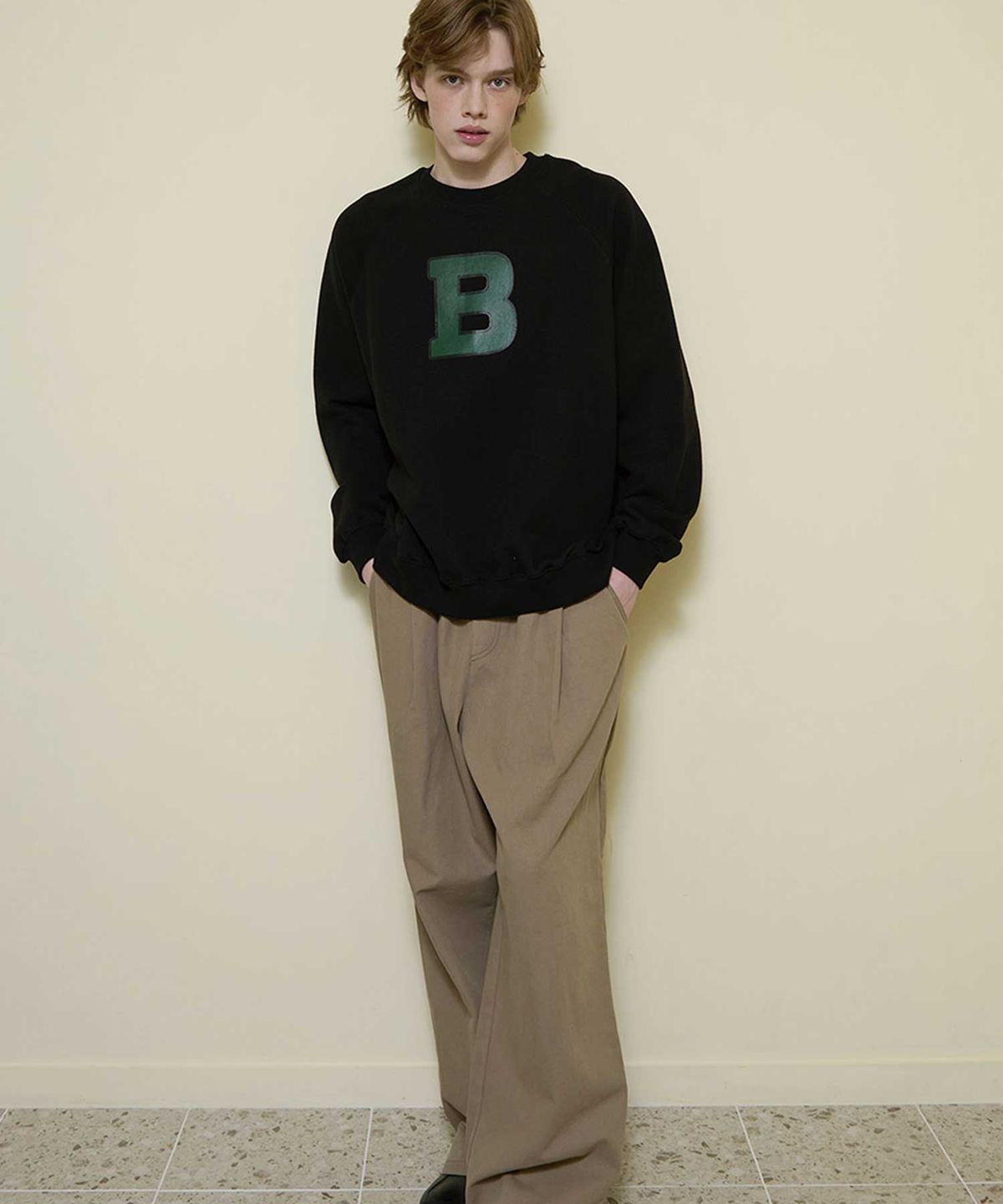보나츠 팔레트(BONATSPALETTE) BP 코튼 원턱 포인트 와이드 팬츠_BEIGE