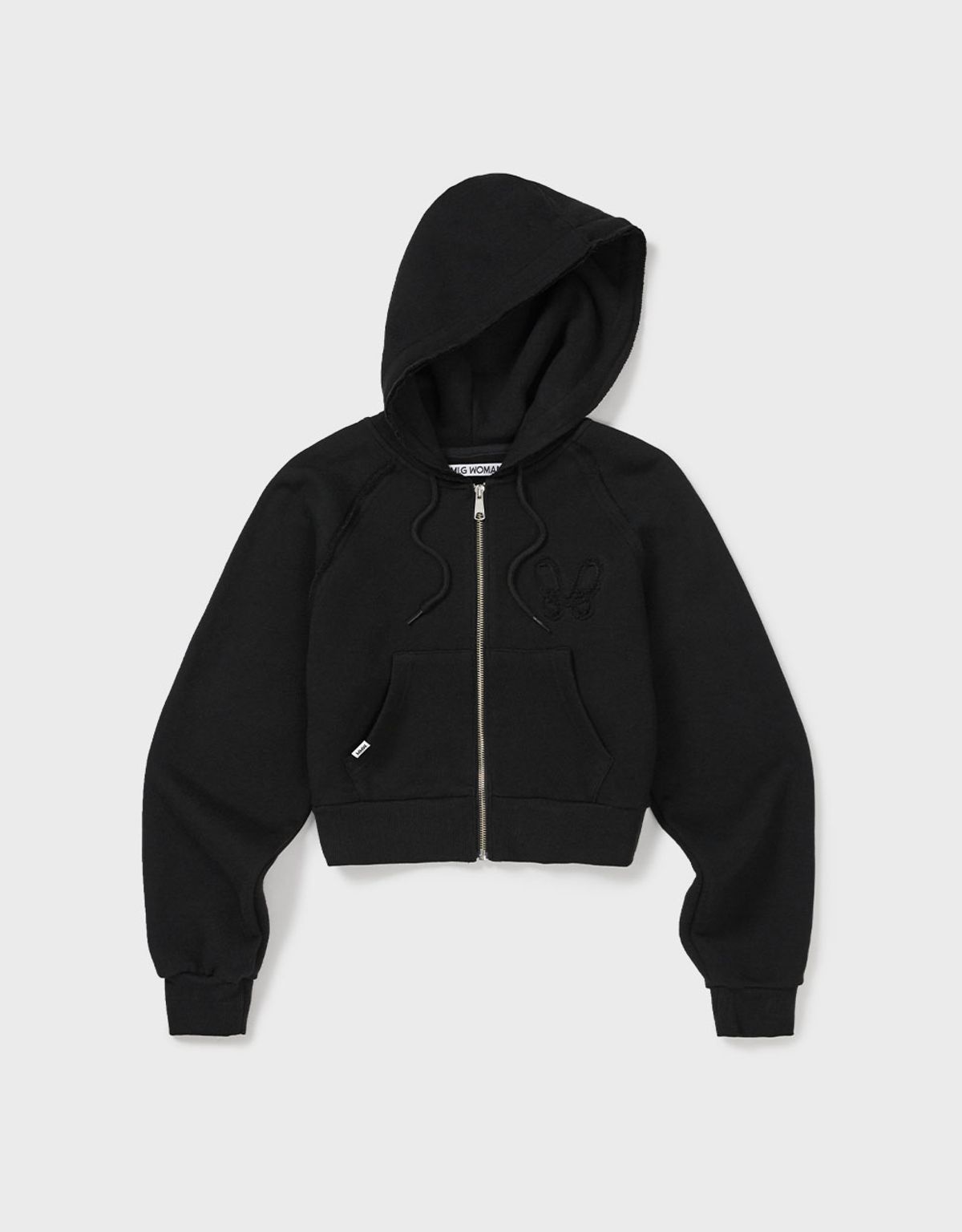 엠엠더블유(MMW) [MMW] CROP HOOD ZIP UP (EVERY BLACK)