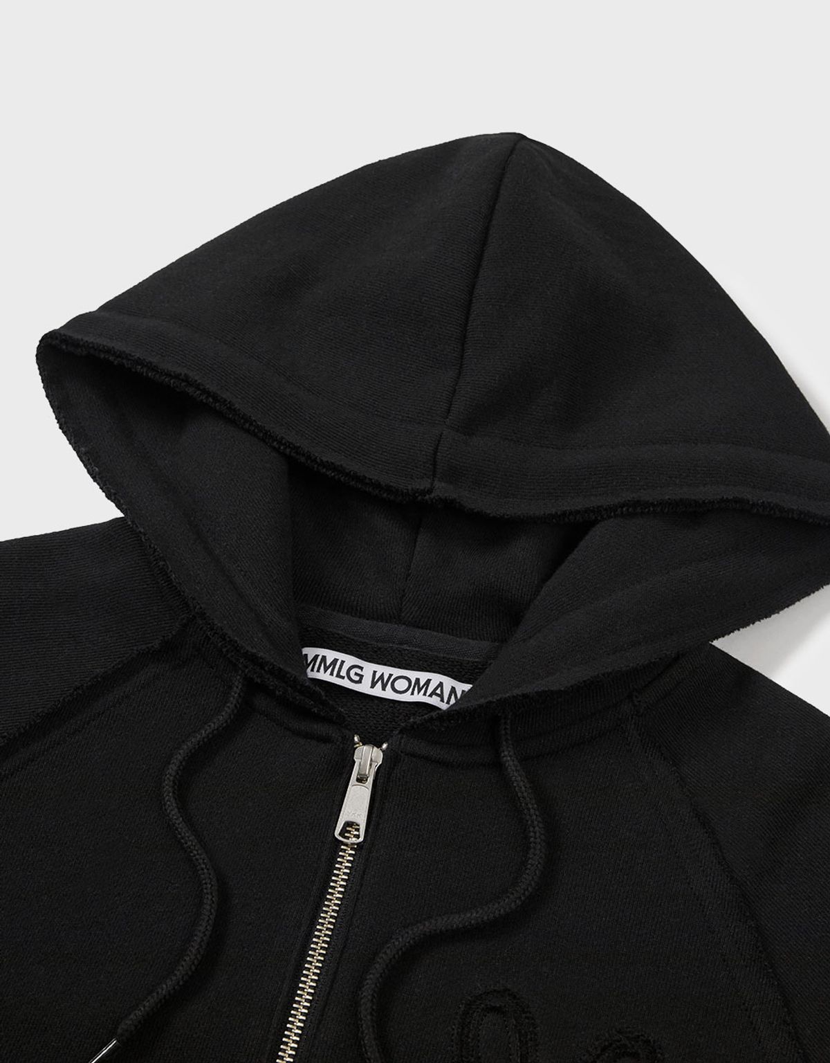 엠엠더블유(MMW) [MMW] CROP HOOD ZIP UP (EVERY BLACK)