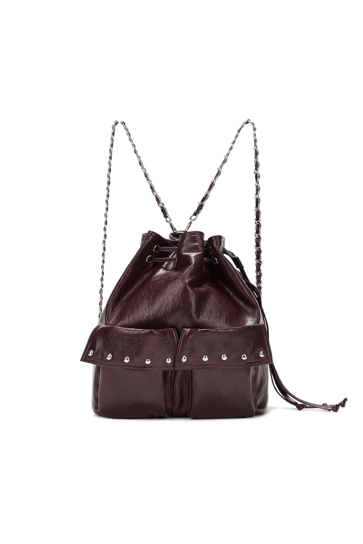 다이닛(DEINET) DEINET 5-WAY STUD POCKET MULTI BAG IN BURGUNDY