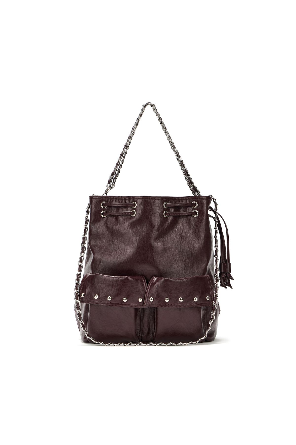 다이닛(DEINET) DEINET 5-WAY STUD POCKET MULTI BAG IN BURGUNDY