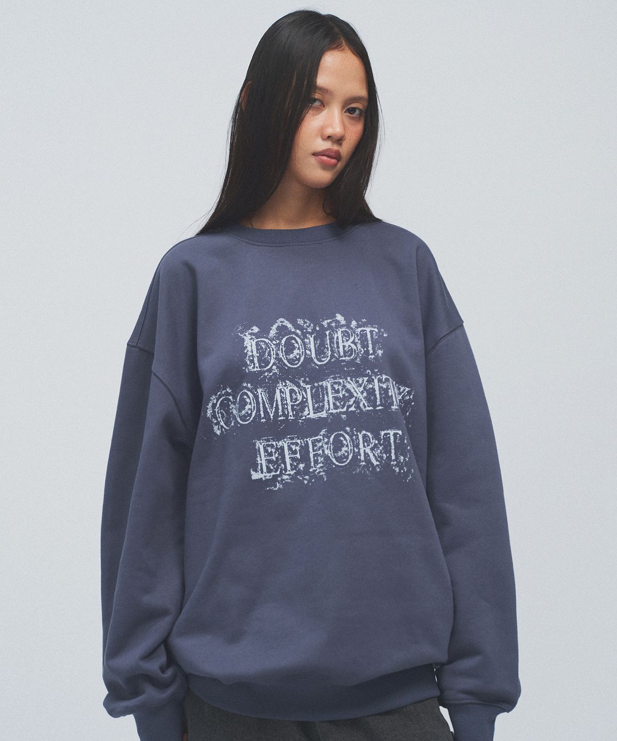 카네이테이(KANEITEI) DISTRESSED DOUBT CREWNECK (BLUE)