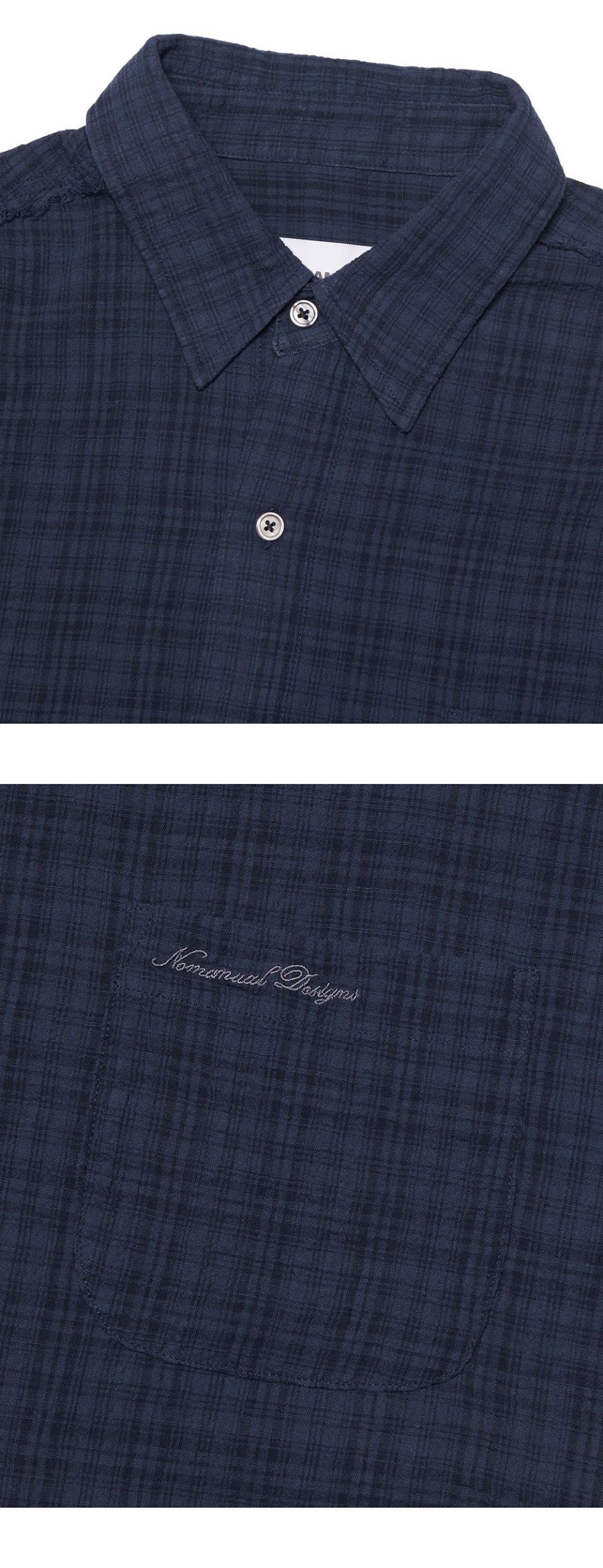 MUSINSA | NOMANUAL RAW EDGE H.S SHIRT - DARK NAVY