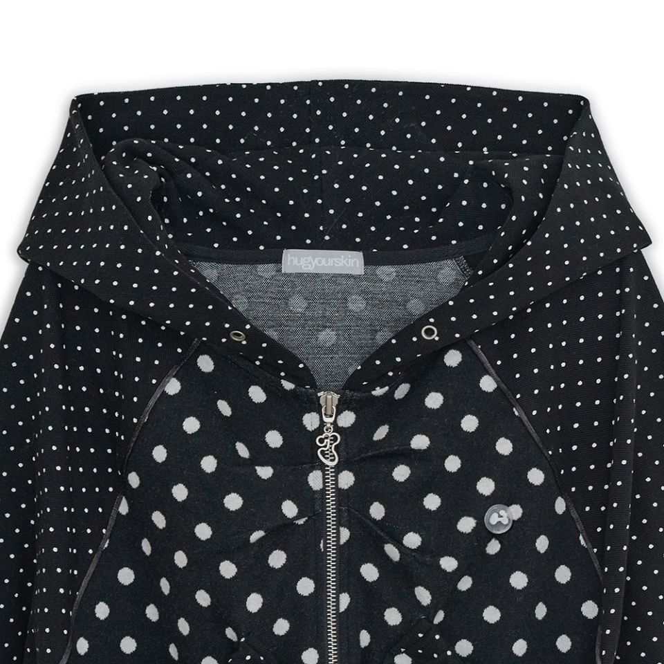トップス hugyourskin Dot Big Pocket Hoodie Black MUSINSA | HUG YOUR SKIN Dot Big Pocket Hoodie Zip-Up (Black)