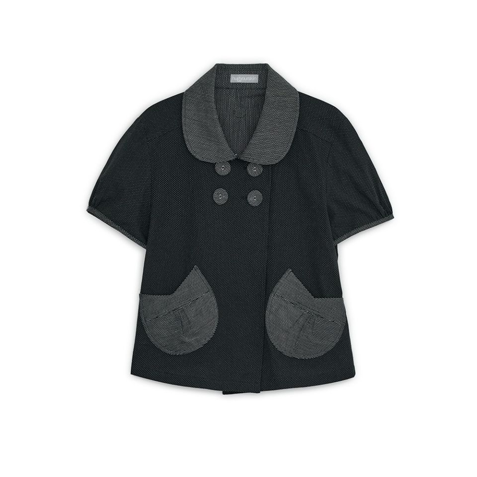 MUSINSA公式 | HUG YOUR SKIN Detachable Round Jacket (Black)