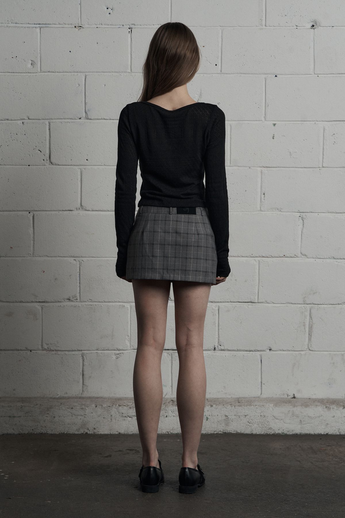 시너진(SYNERJYN) CLASSIC CHECK MINI SKIRT GRAY