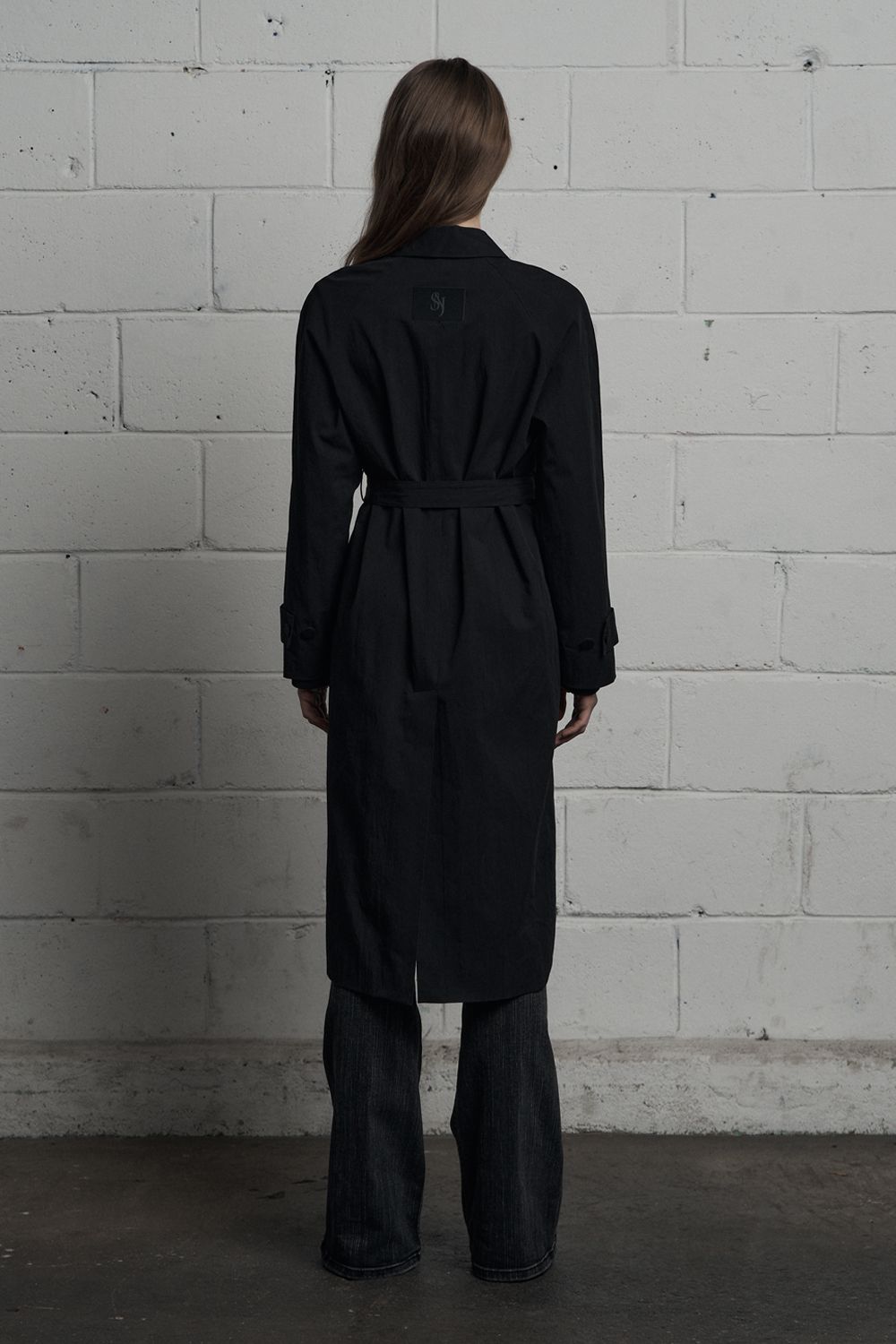 MUSINSA公式 | SYNERJYN COTTON COLLAR LONG JACKET BLACK