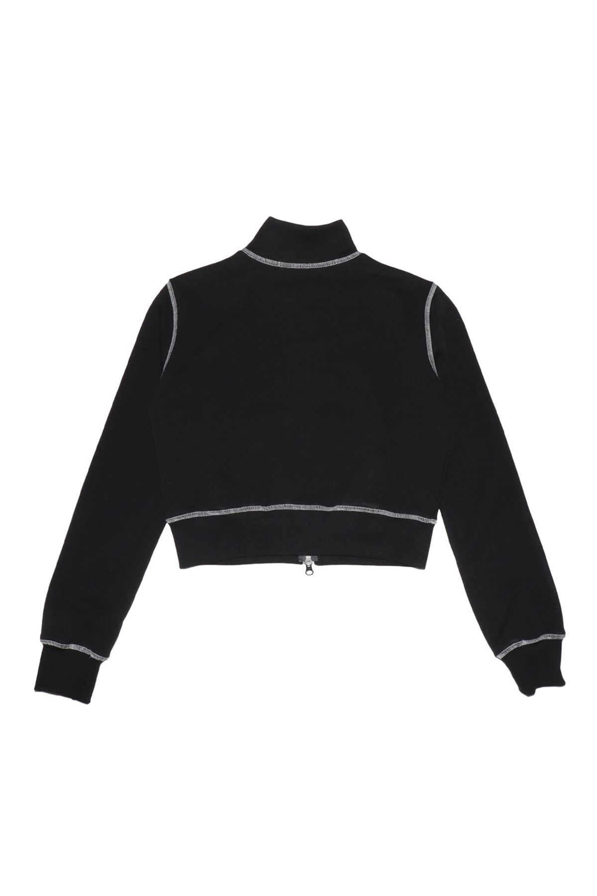 시너진(SYNERJYN) STITCH HIGHNECK CROP ZIP UP BLACK
