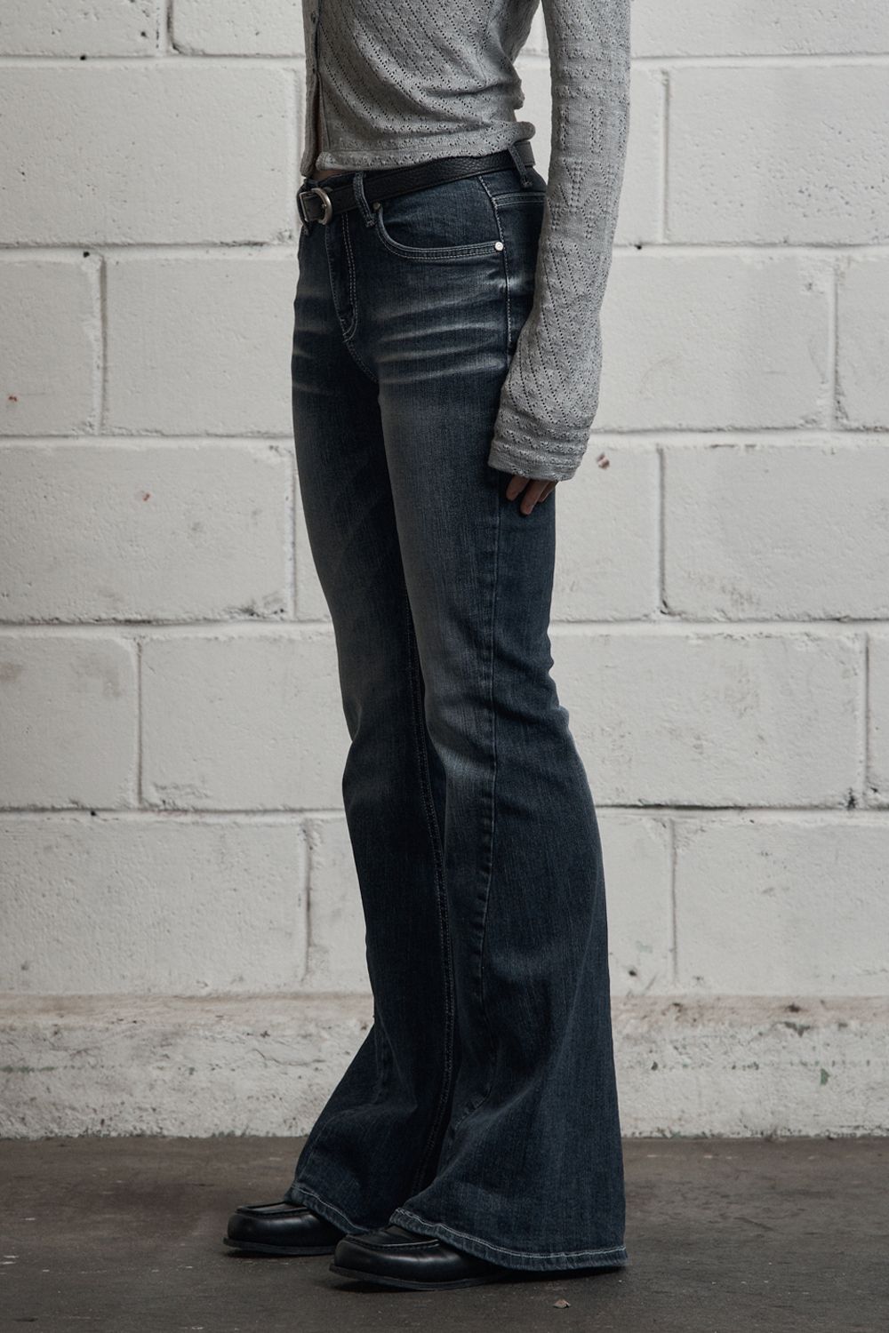 MUSINSA公式 | SYNERJYN BRUSH CAT WASHING DENIM PANTS BLUE