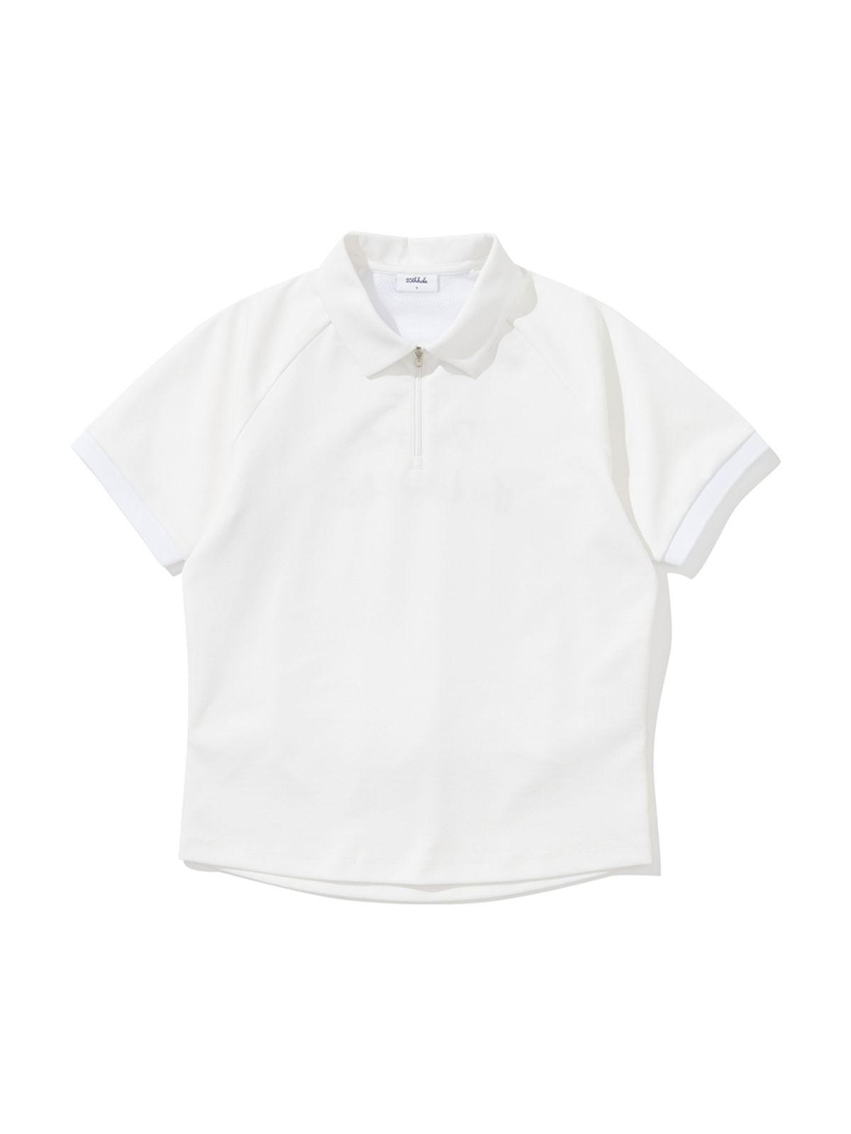 투에니스홀(20TH HOLE) 여성 나그랑 뒷 우븐 배색 카라 하프 집업 티셔츠 [WHITE]