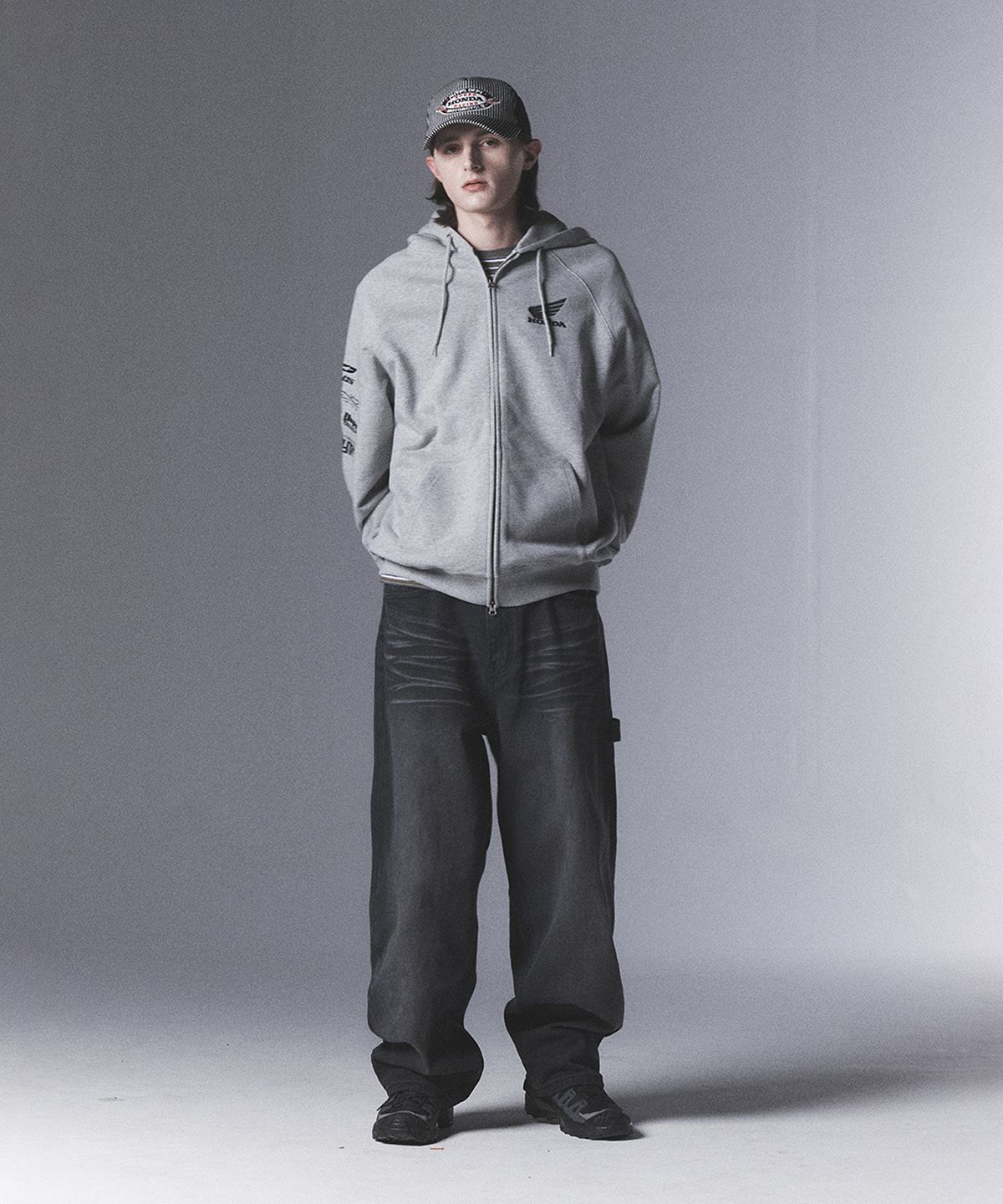 핍스 모터사이클(PHYPS MOTORCYCLE) Honda Small Wing Carpenter Denim Pants_Black