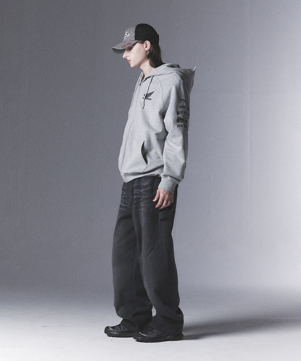 핍스 모터사이클(PHYPS MOTORCYCLE) Honda Small Wing Carpenter Denim Pants_Black