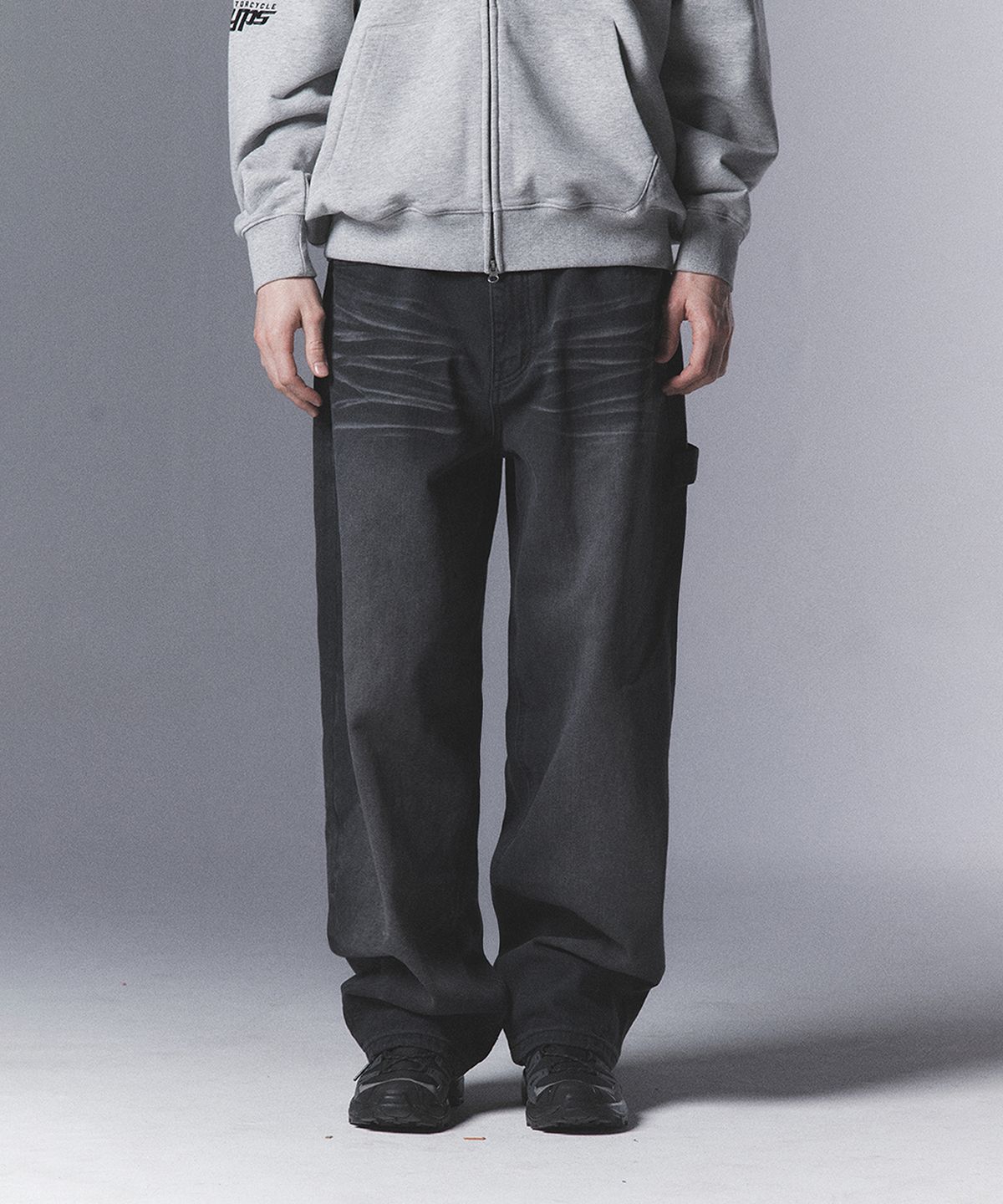 핍스 모터사이클(PHYPS MOTORCYCLE) Honda Small Wing Carpenter Denim Pants_Black