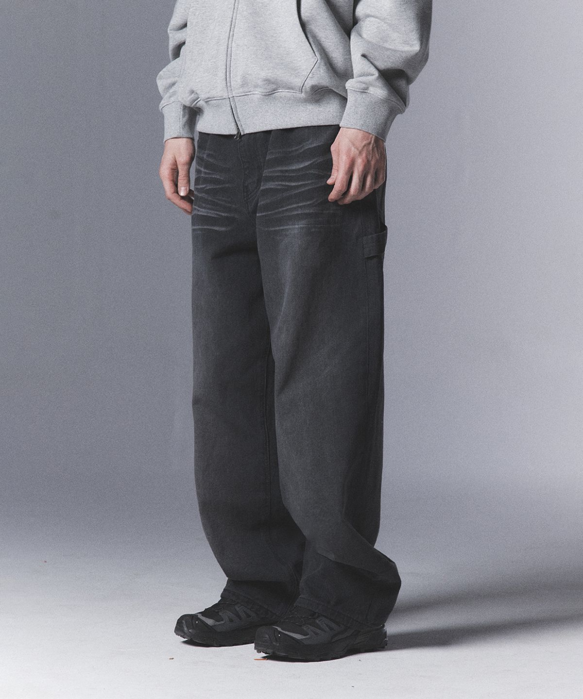 핍스 모터사이클(PHYPS MOTORCYCLE) Honda Small Wing Carpenter Denim Pants_Black