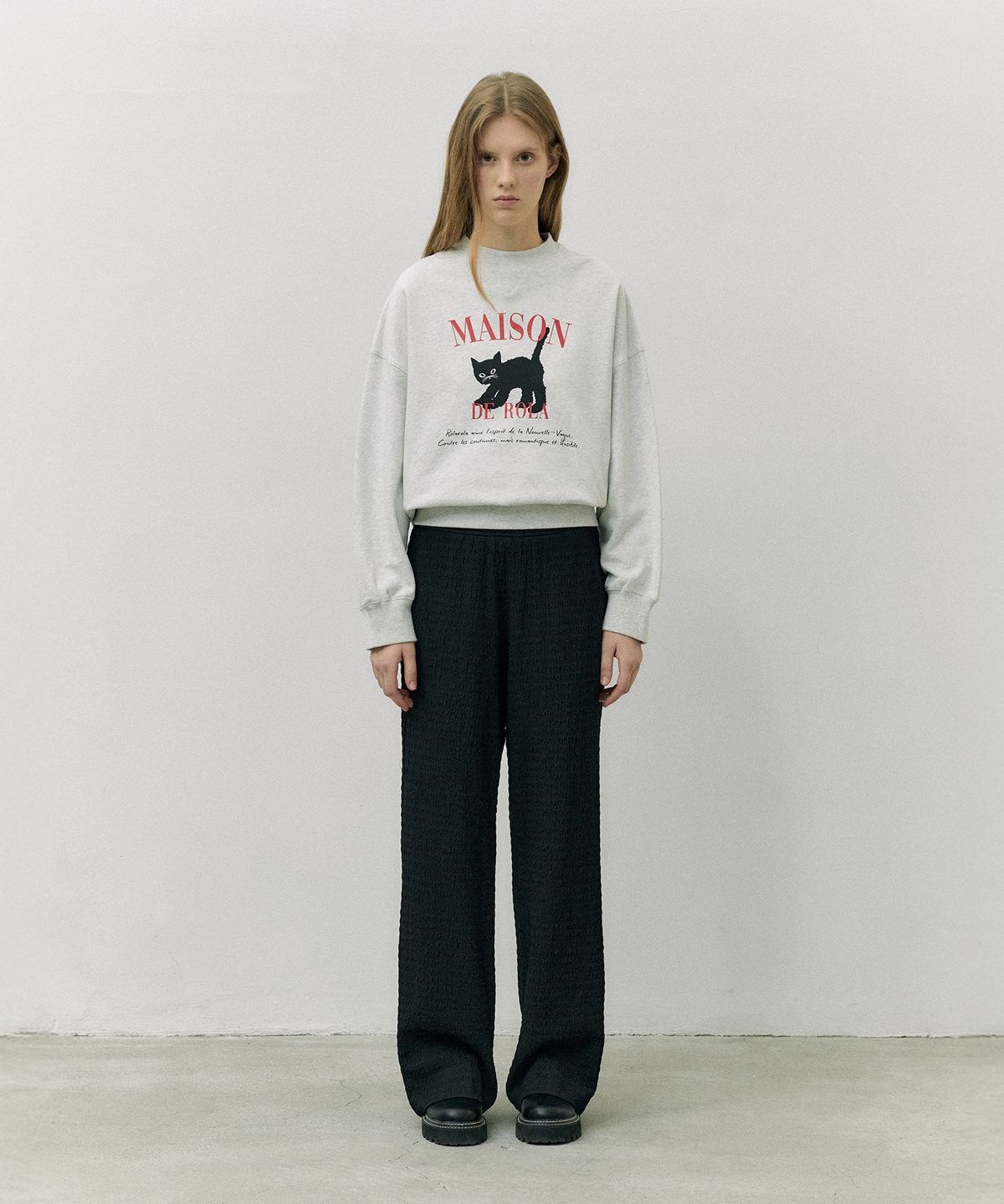 로라로라(ROLAROLA) SEMI BOOTS CUT WRINKLE PANTS BLACK