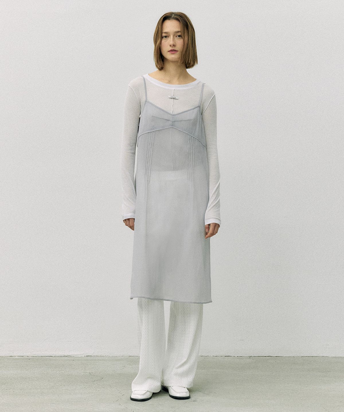 로라로라(ROLAROLA) SHEER LAYERED ONEPIECE LIGHT GRAY