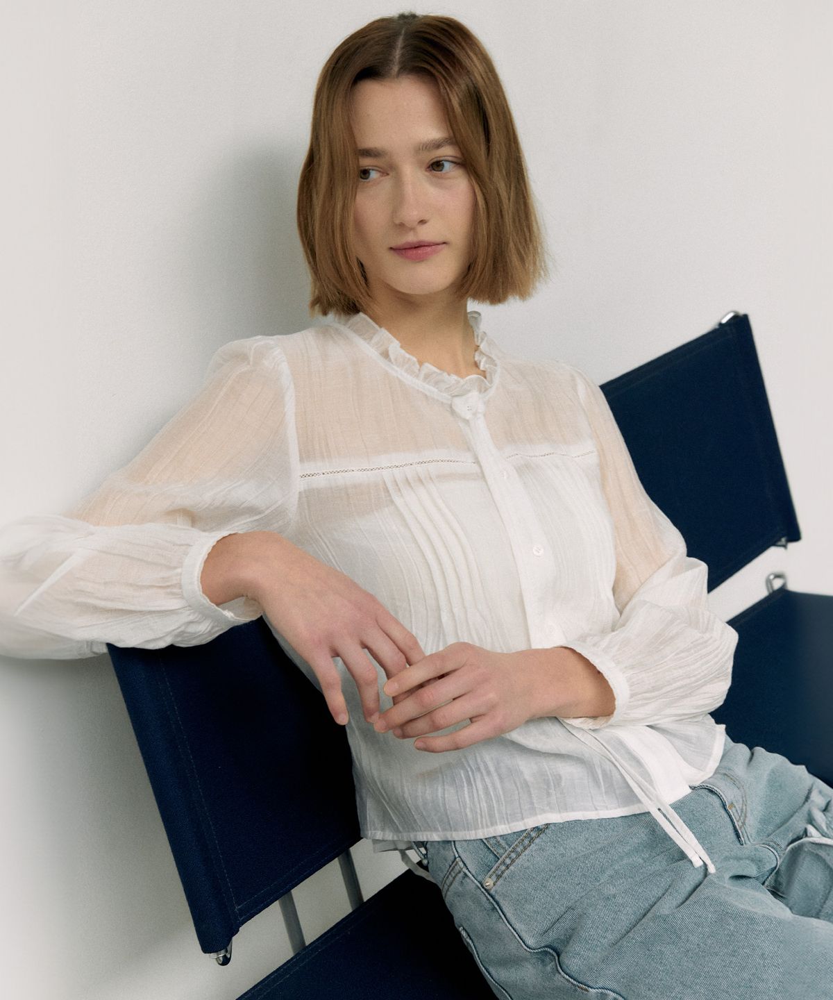 로라로라(ROLAROLA) FRILL COLLAR BLOUSE WHITE