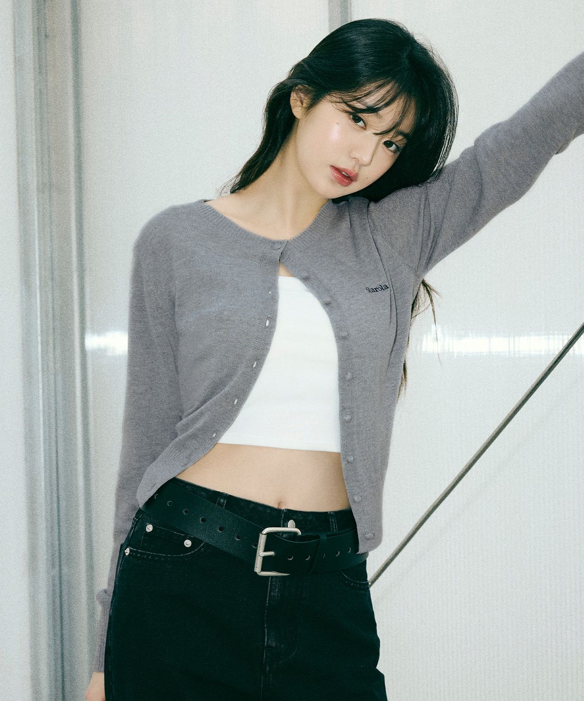 로라로라(ROLAROLA) ROLA BASIC ROUND CARDIGAN GRAY