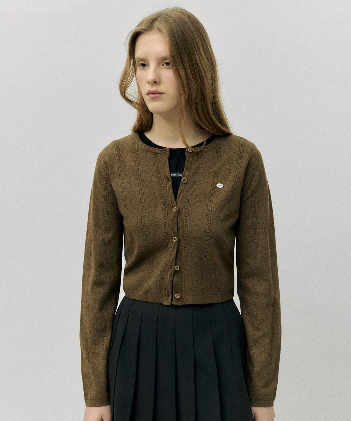 로라로라(ROLAROLA) ROUND SKASHI KNIT CARDIGAN BROWN
