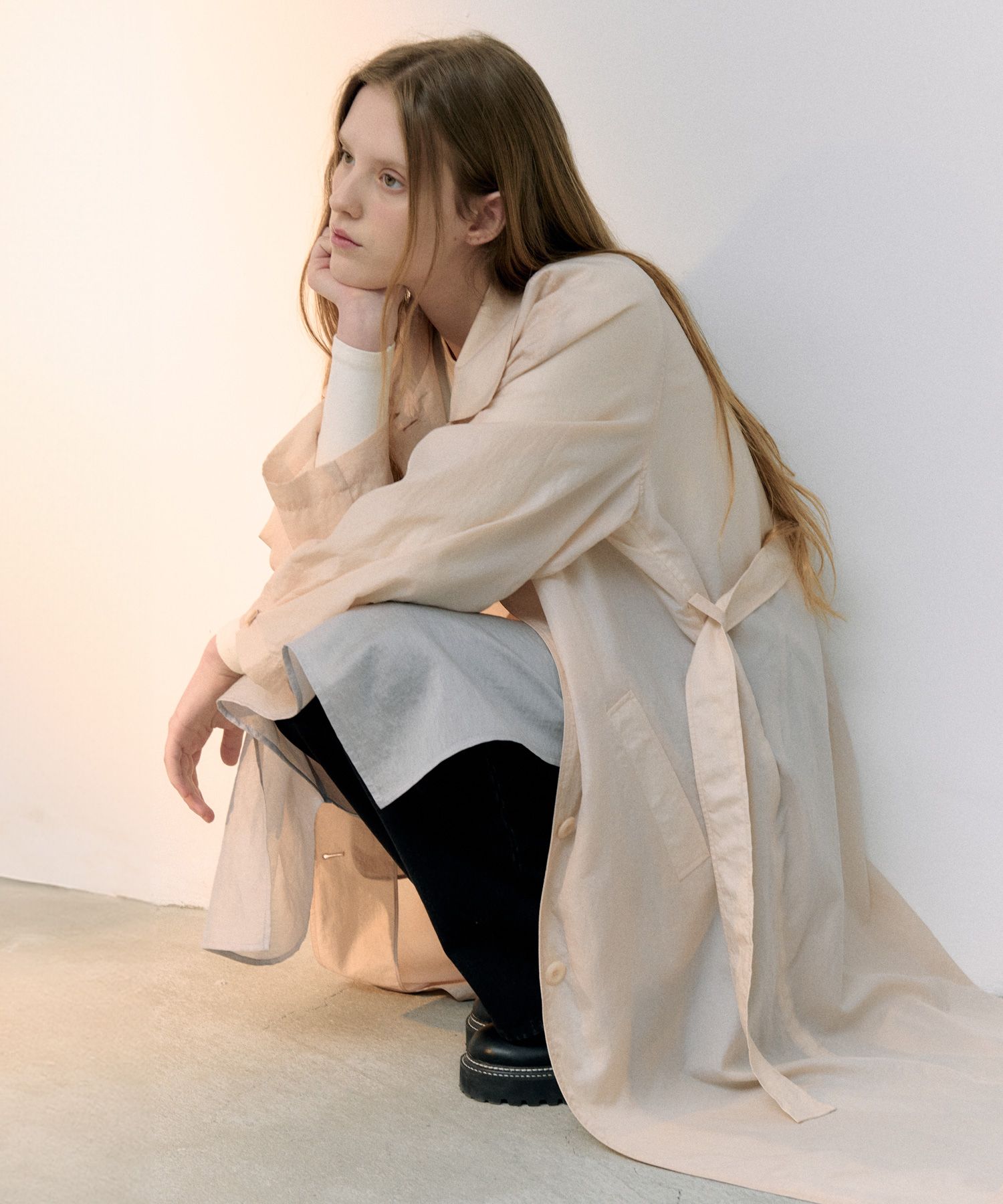 [rolarola] BELT TRENCH COAT ★大人気★ MUSINSA | ROLAROLA BELT TRENCH COAT PINK BEIGE