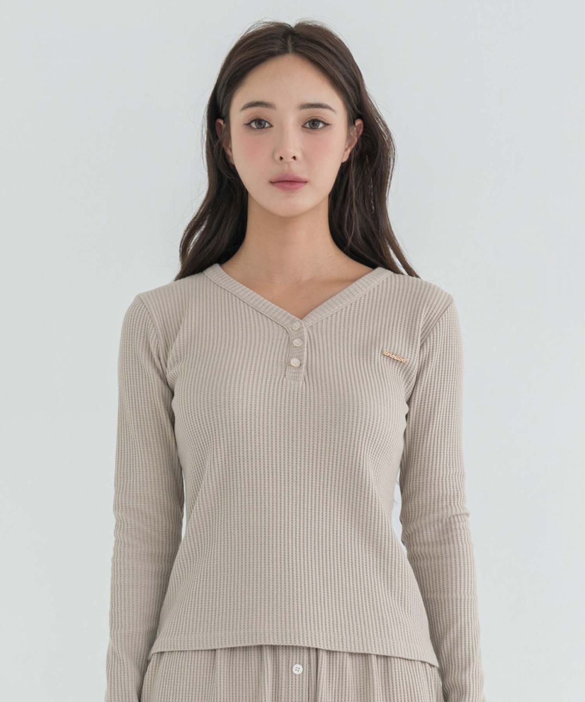 도로시와(DOROSIWA) 코지 와플 헨리넥 롱슬리브_4colors