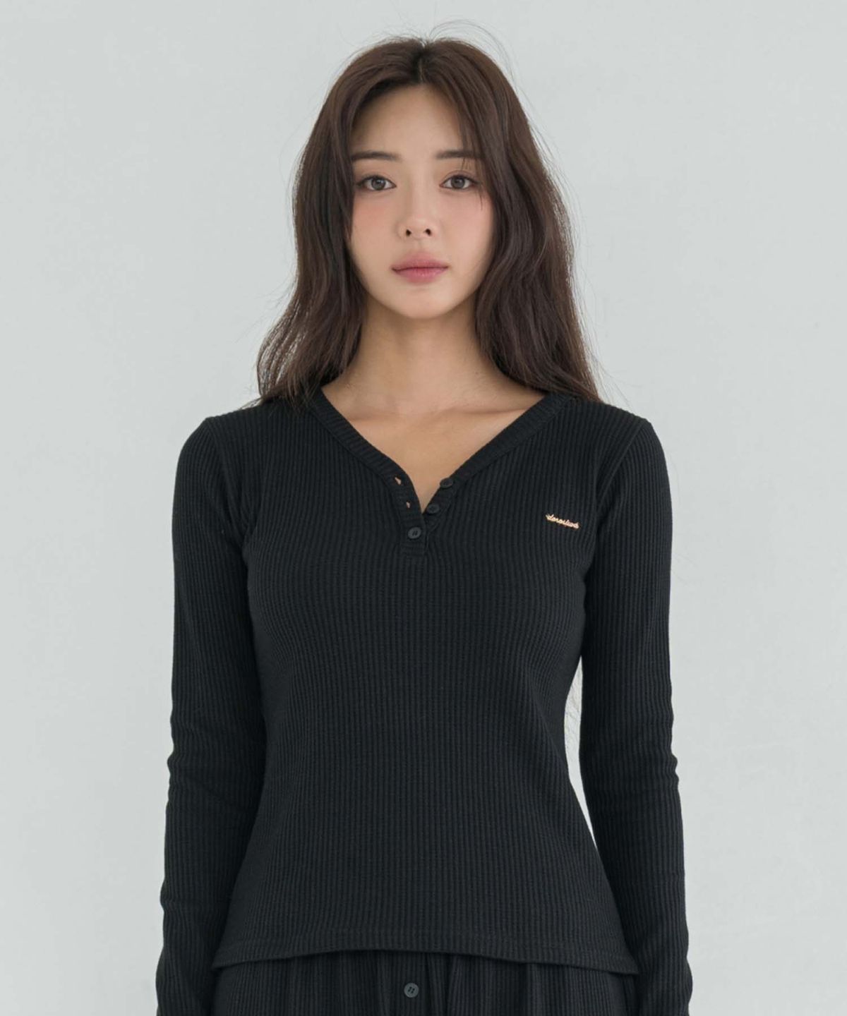 도로시와(DOROSIWA) 코지 와플 헨리넥 롱슬리브_4colors
