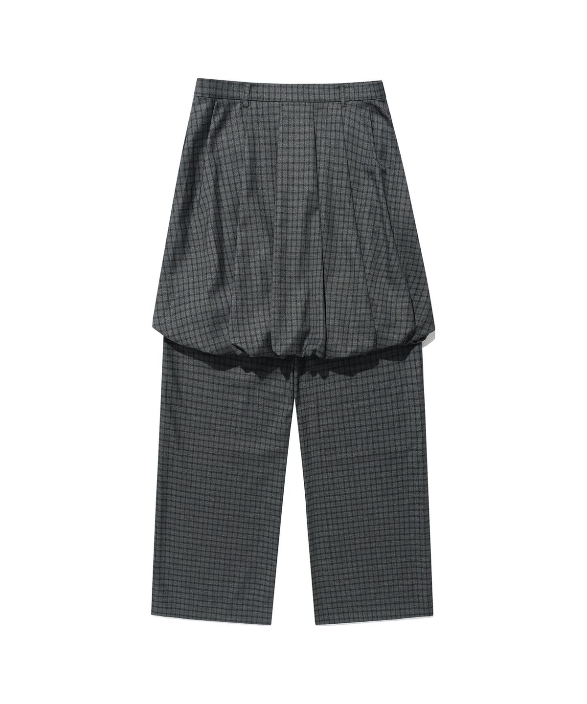 나이스고스트클럽(NICEGHOSTCLUB) FFATS CHECK BALLOON LAYERED SKIRT PANTS_CHARCOAL(NG2FSUPA90A)