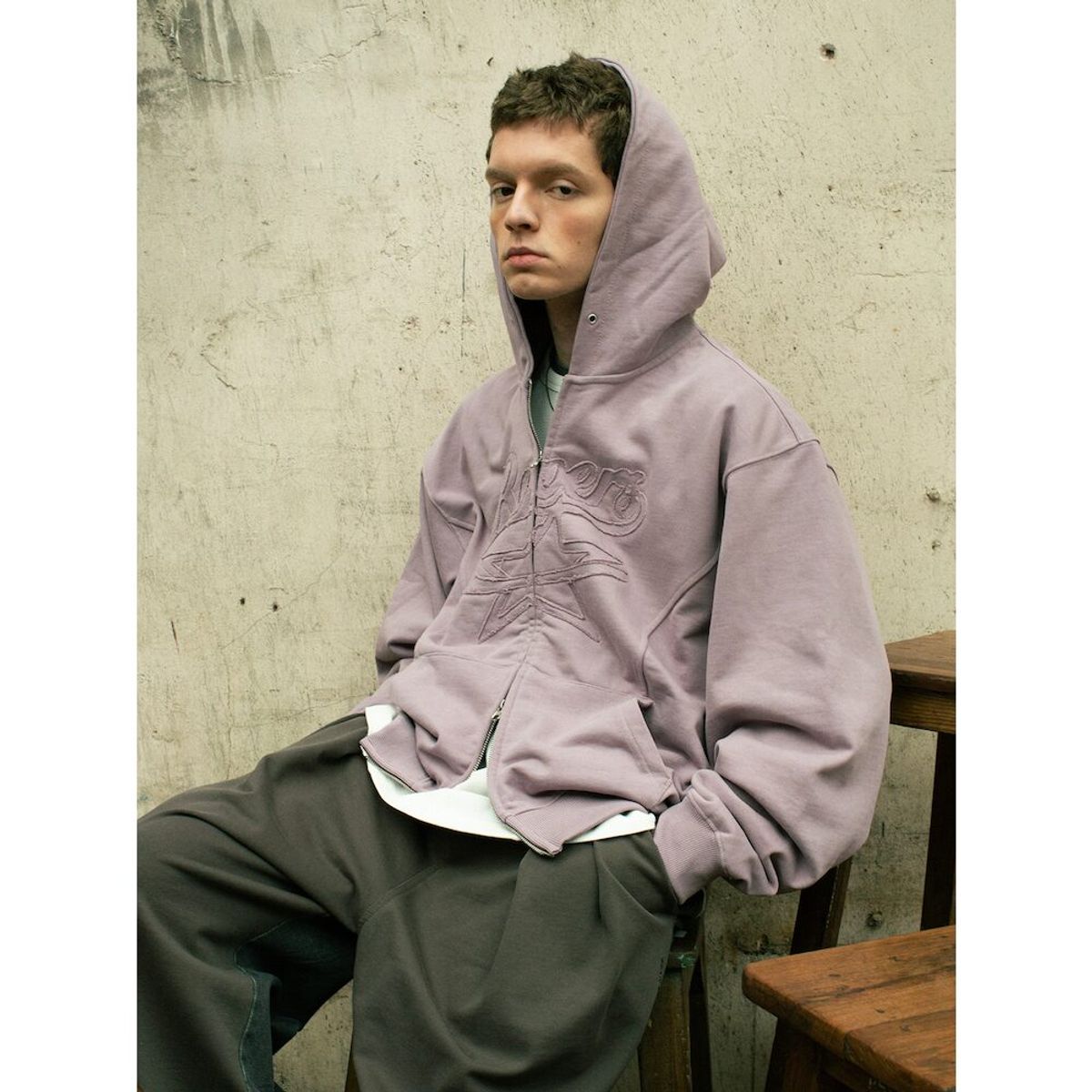 샌드 사운드(SAND SOUND) Patchwork Detail Hooded ZipUp  Light Purple