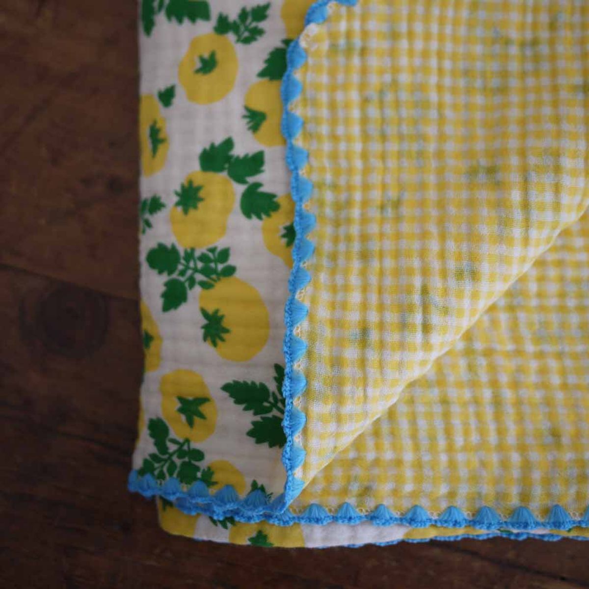봄봄패브릭스(BOMBOM FABRICS) 4layer gauze blanket 4중거즈 블랭킷/check TOMATO blanket /YELLOW/2size